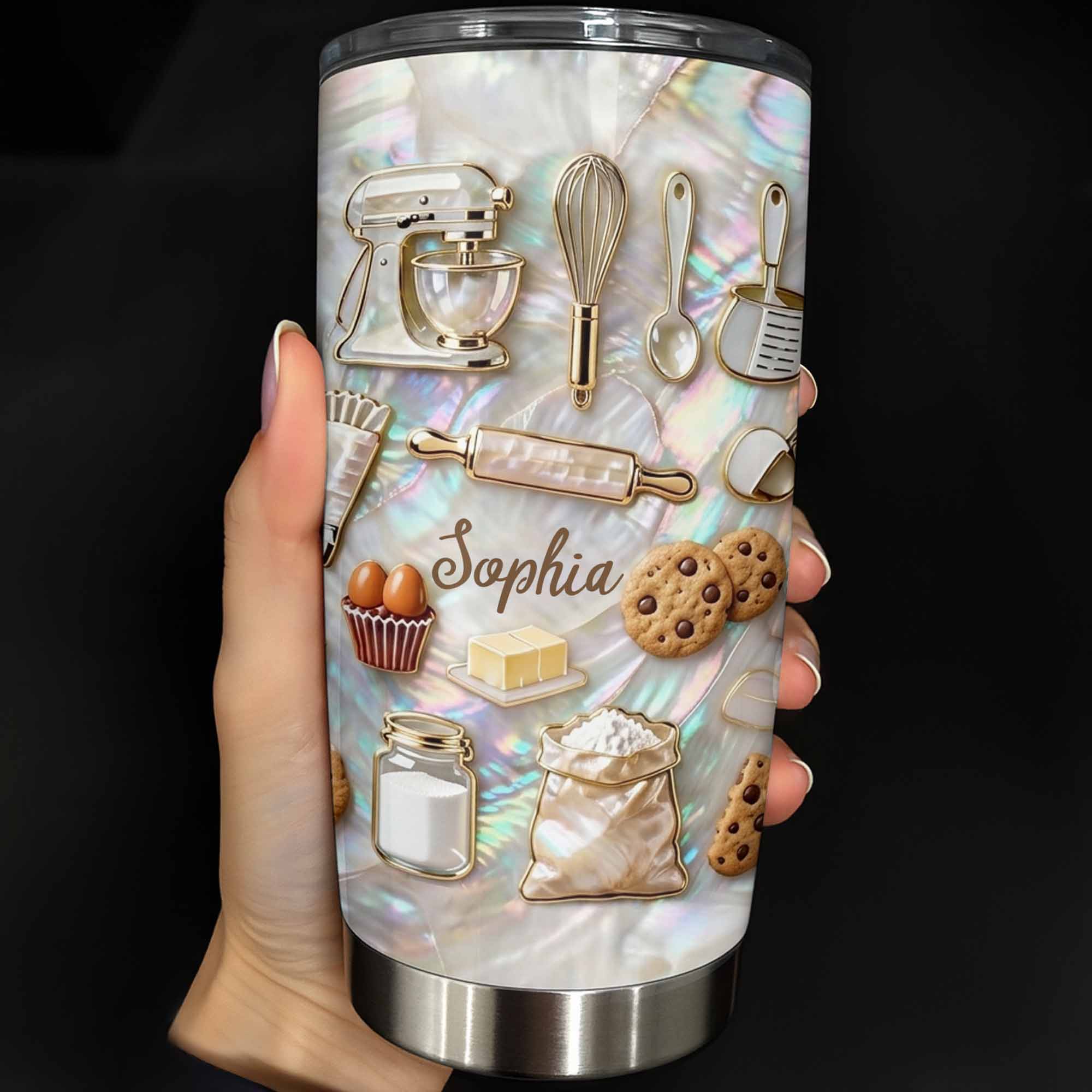 A Baker's Heart Made Of Cookies And Treats With Stand Mixer And Whisk - Personalized Custom Stainless Steel Tumbler 20oz 30oz - COOK036_TB
