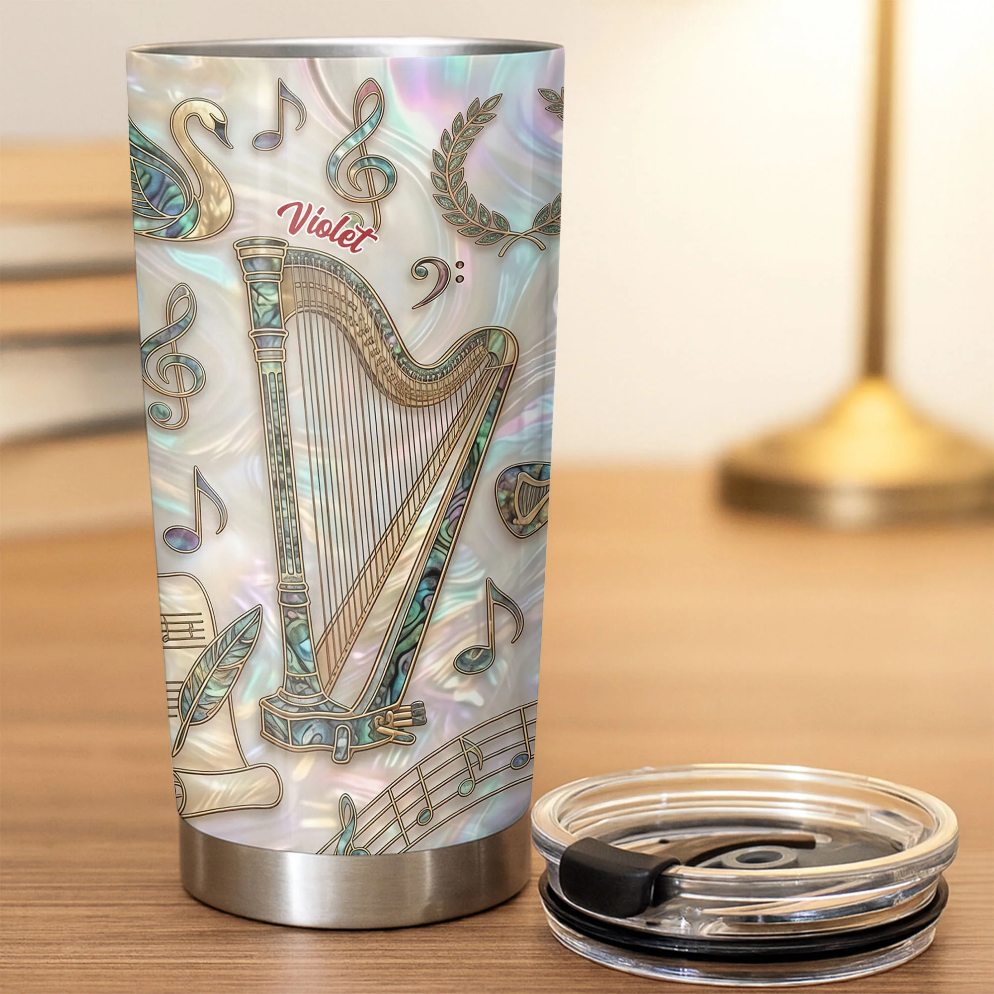 A Beautiful Melody Played From The Heart With Harp And Musical Notes - Personalized Custom Stainless Steel Tumbler 20oz 30oz - MUSIC034_TB - Image 5