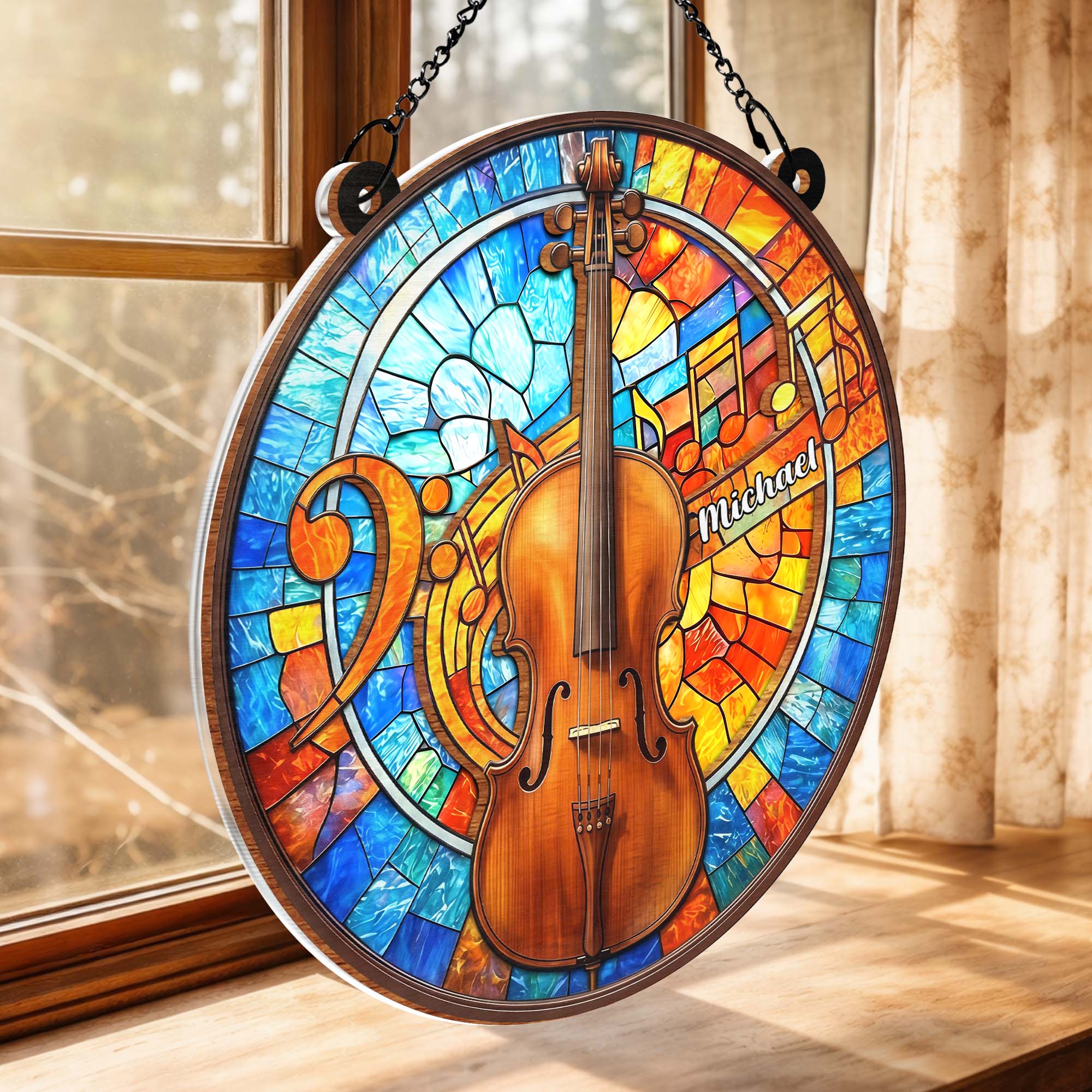 A Beautiful Melody Resonates Heart And Soul Violin Musical Notes Suncatcher - Personalized Custom Suncatcher - MUSIC026_CSUN - Image 4