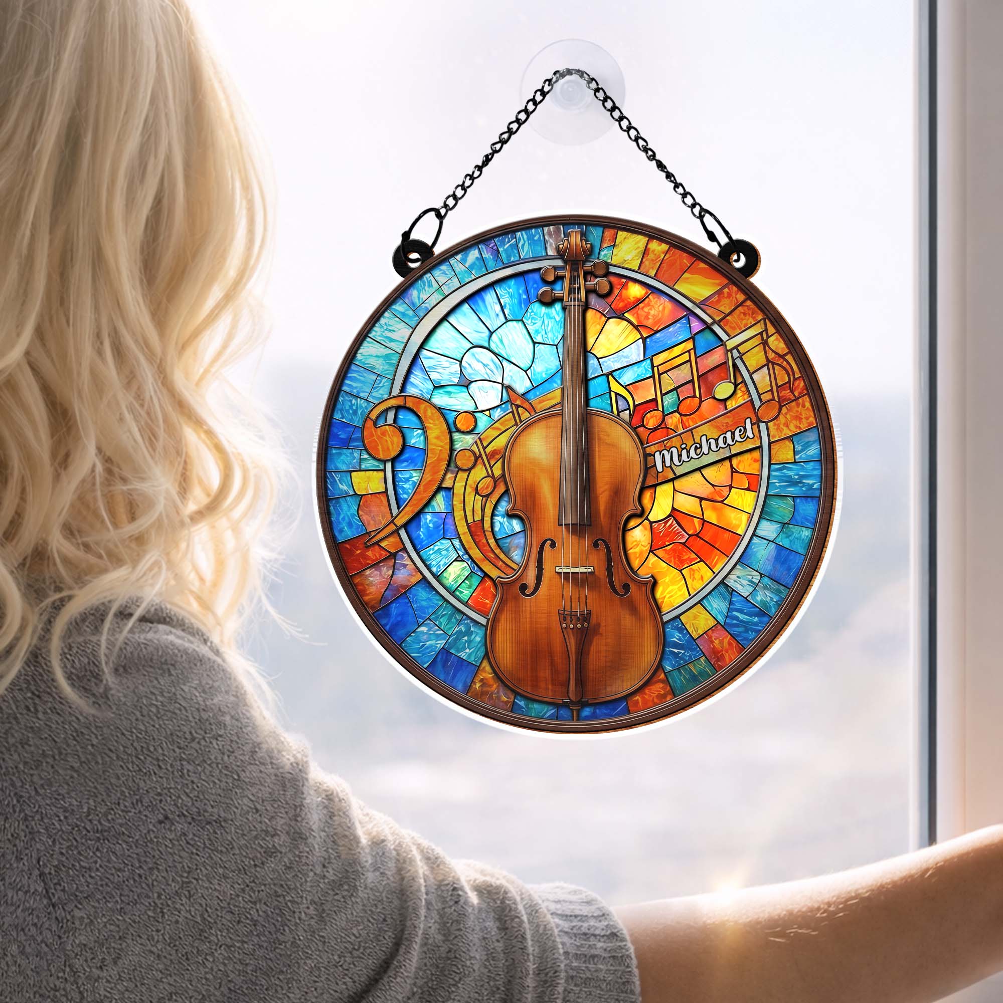 A Beautiful Melody Resonates Heart And Soul Violin Musical Notes Suncatcher - Personalized Custom Suncatcher - MUSIC026_CSUN - Image 5