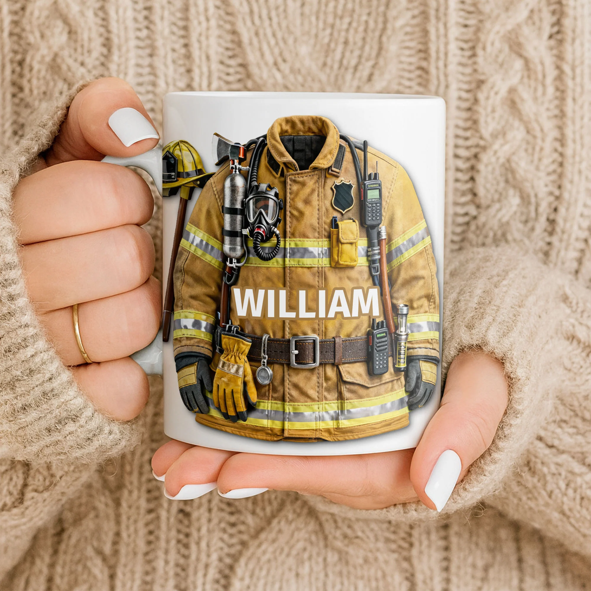 A Brave Firefighter Ready To Serve Personalized Fireman Uniform Gear - Personalized Custom Coffee Mug - FIF069_MG - Image 10