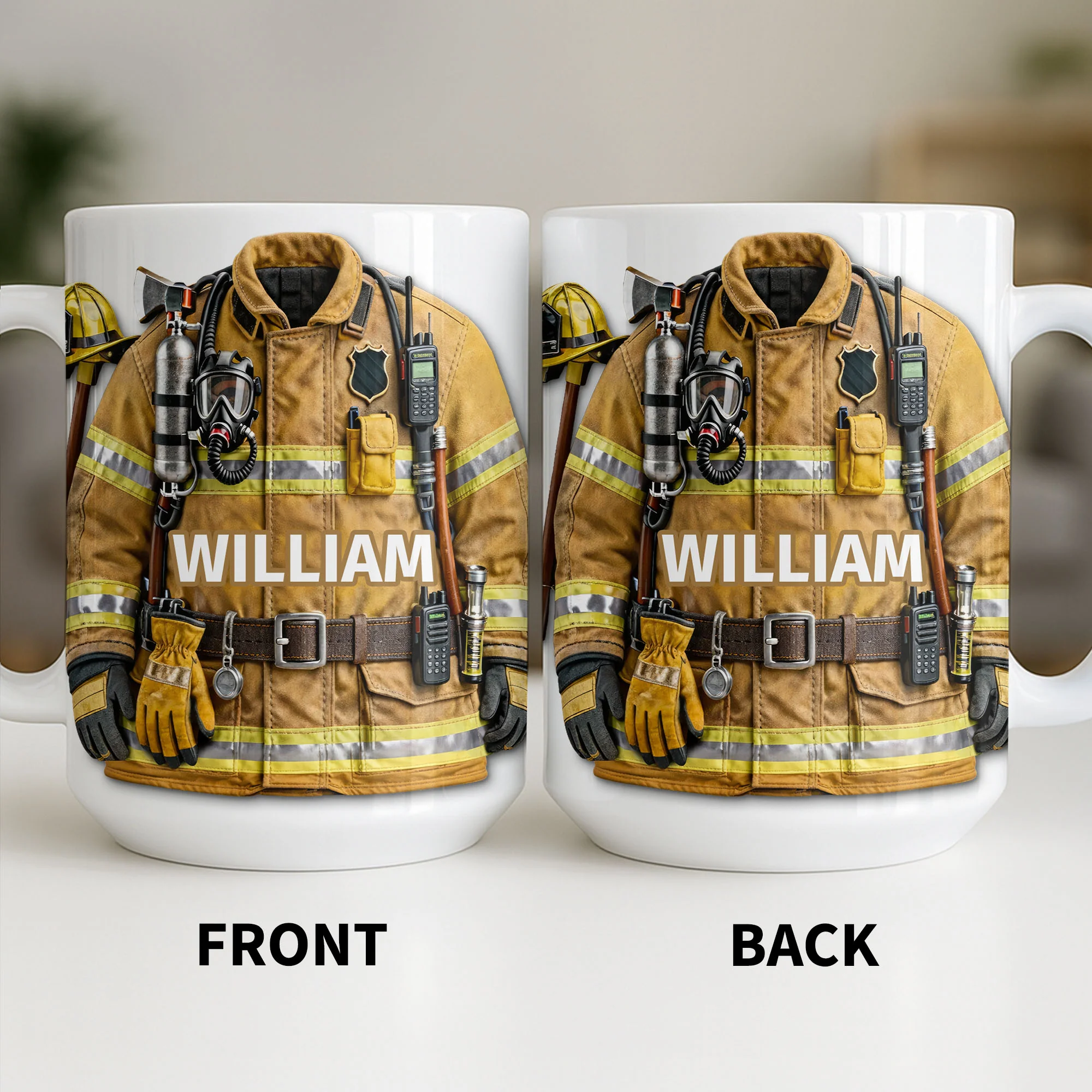 A Brave Firefighter Ready To Serve Personalized Fireman Uniform Gear - Personalized Custom Coffee Mug - FIF069_MG - Image 12