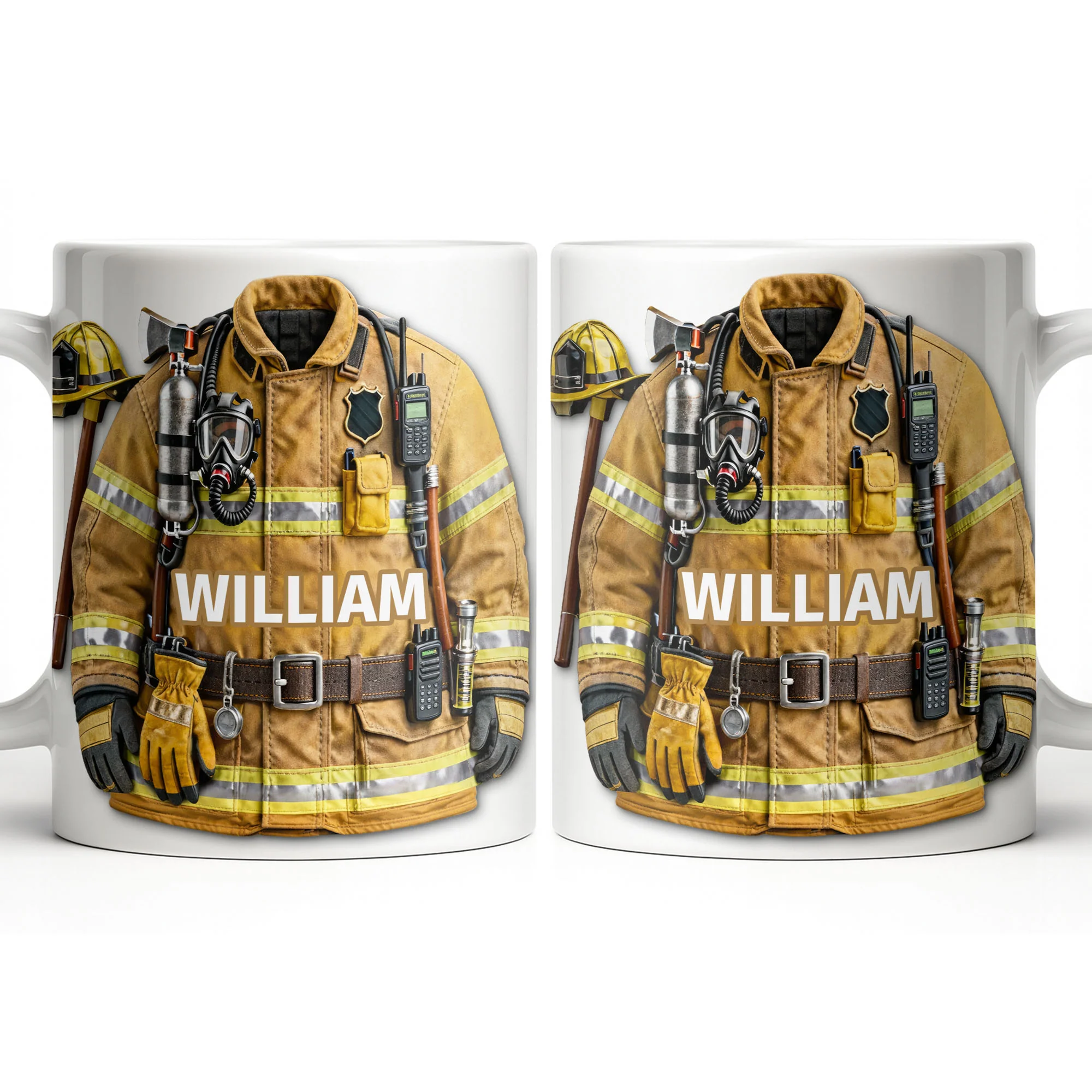 A Brave Firefighter Ready To Serve Personalized Fireman Uniform Gear - Personalized Custom Coffee Mug - FIF069_MG - Image 16