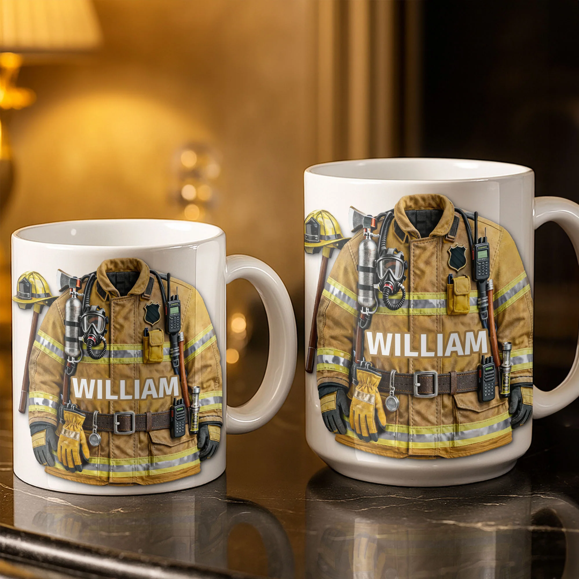 A Brave Firefighter Ready To Serve Personalized Fireman Uniform Gear - Personalized Custom Coffee Mug - FIF069_MG - Image 6