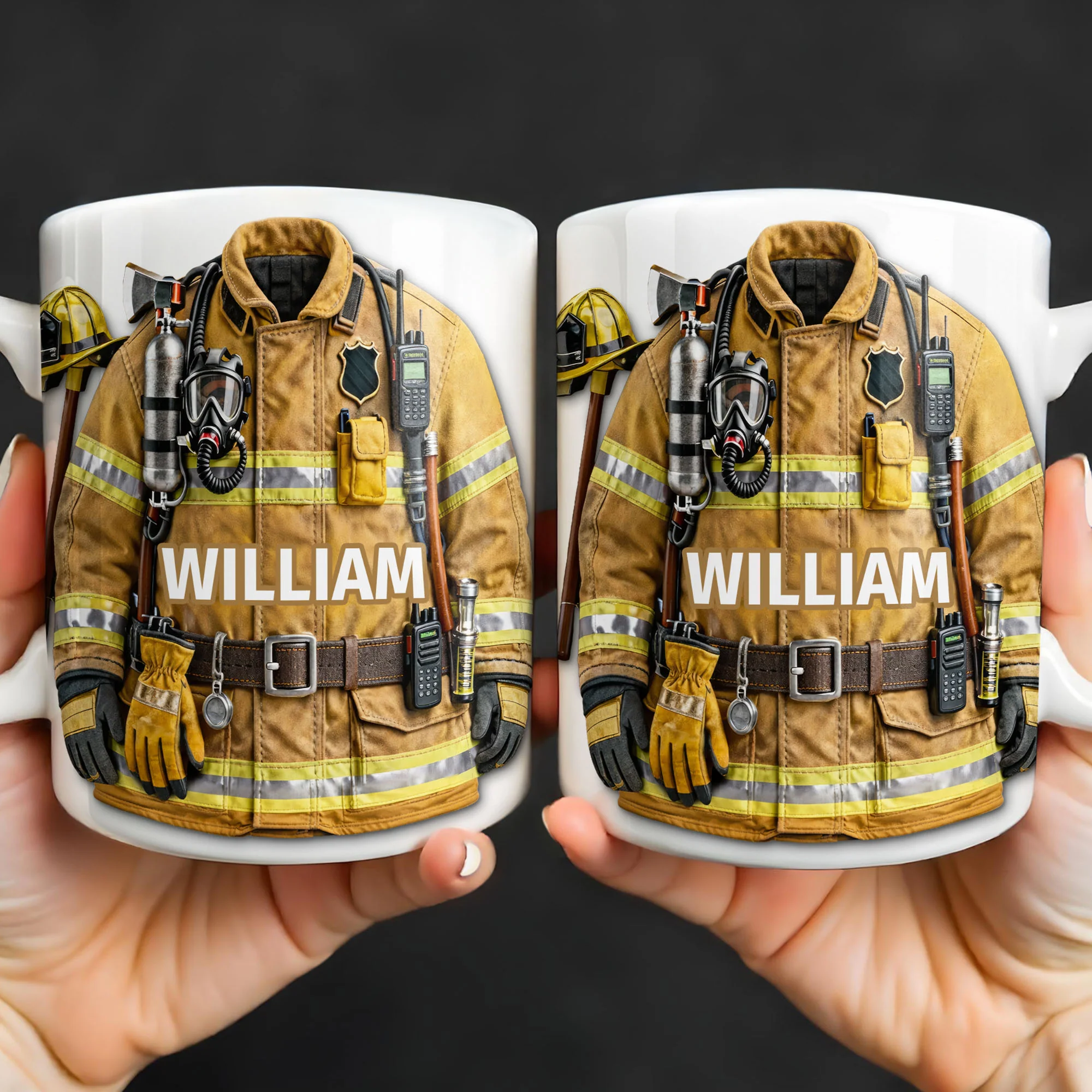 A Brave Firefighter Ready To Serve Personalized Fireman Uniform Gear - Personalized Custom Coffee Mug - FIF069_MG - Image 7