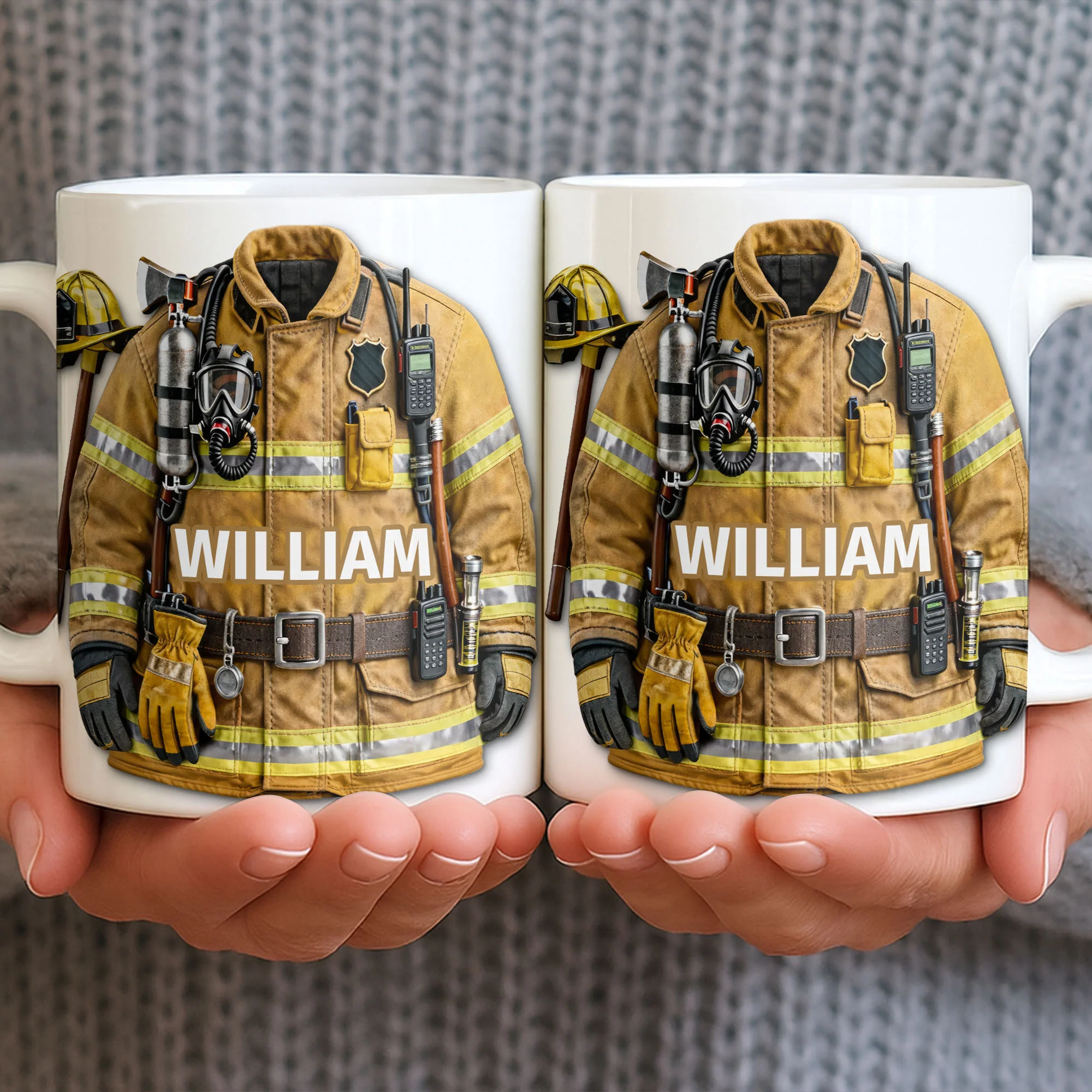 A Brave Firefighter Ready To Serve Personalized Fireman Uniform Gear - Personalized Custom Coffee Mug - FIF069_MG - Image 8