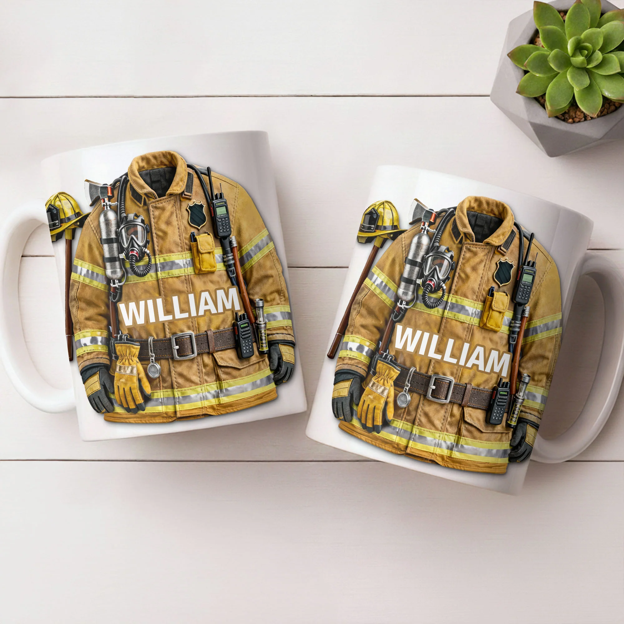 A Brave Firefighter Ready To Serve Personalized Fireman Uniform Gear - Personalized Custom Coffee Mug - FIF069_MG - Image 9