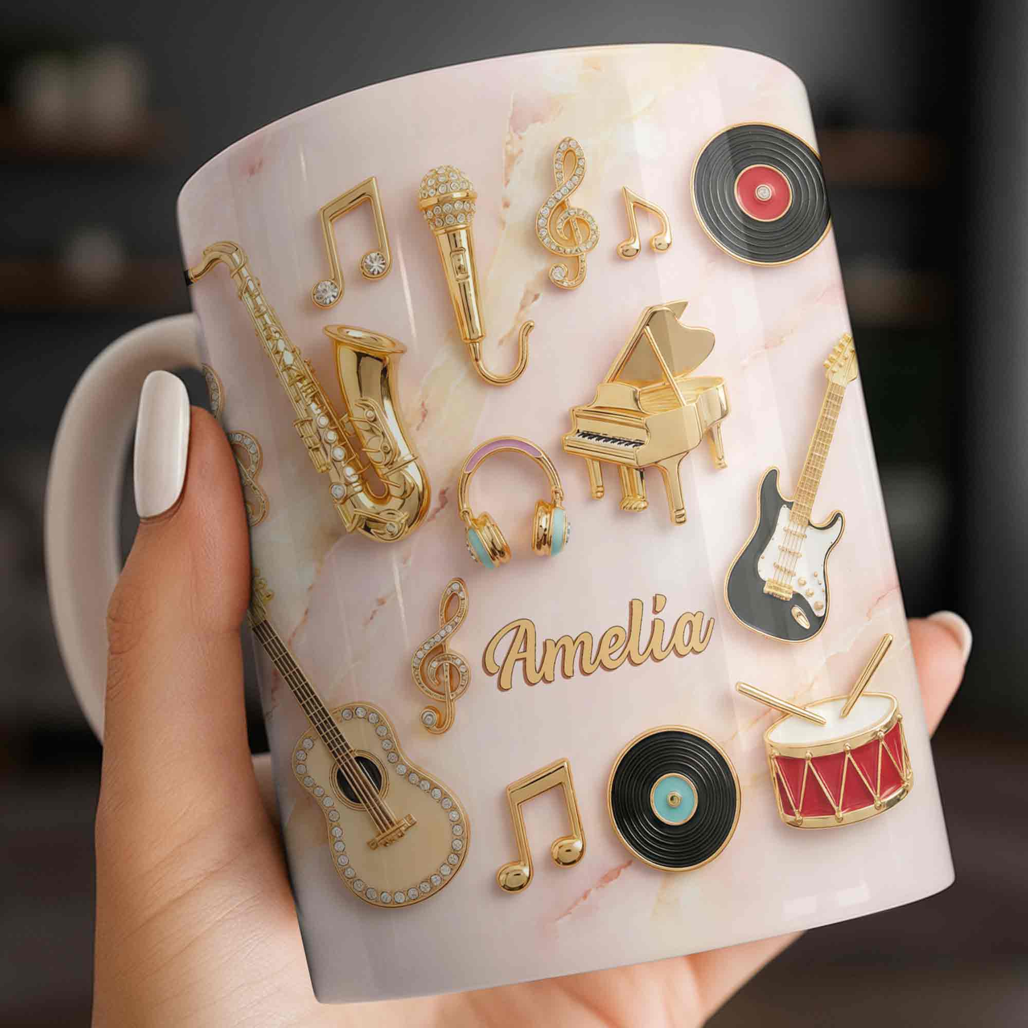 A Life Filled With Music And Melody Instruments And Notes - Personalized Custom Coffee Mug - HOB087_MG - Image 5