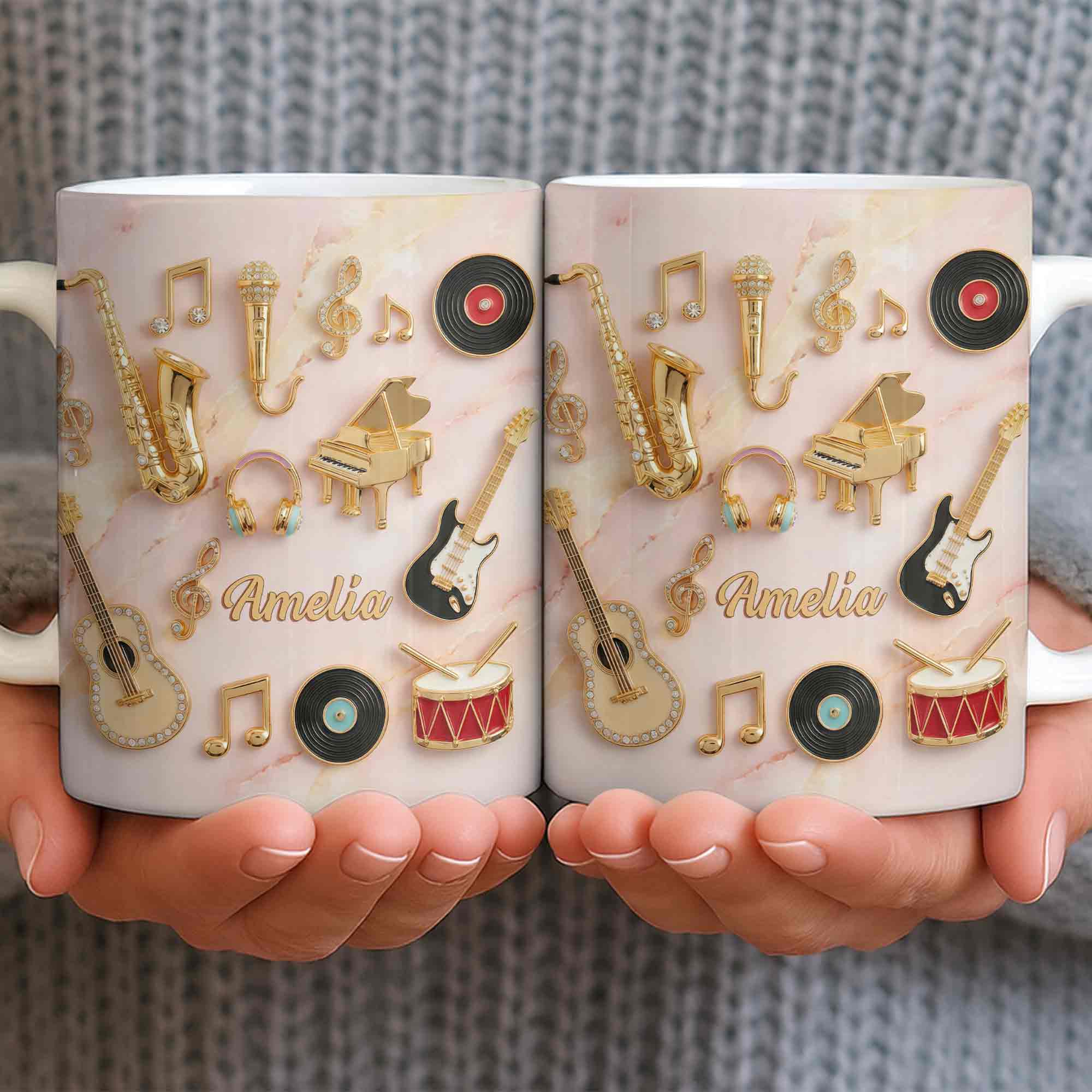A Life Filled With Music And Melody Instruments And Notes - Personalized Custom Coffee Mug - HOB087_MG - Image 6