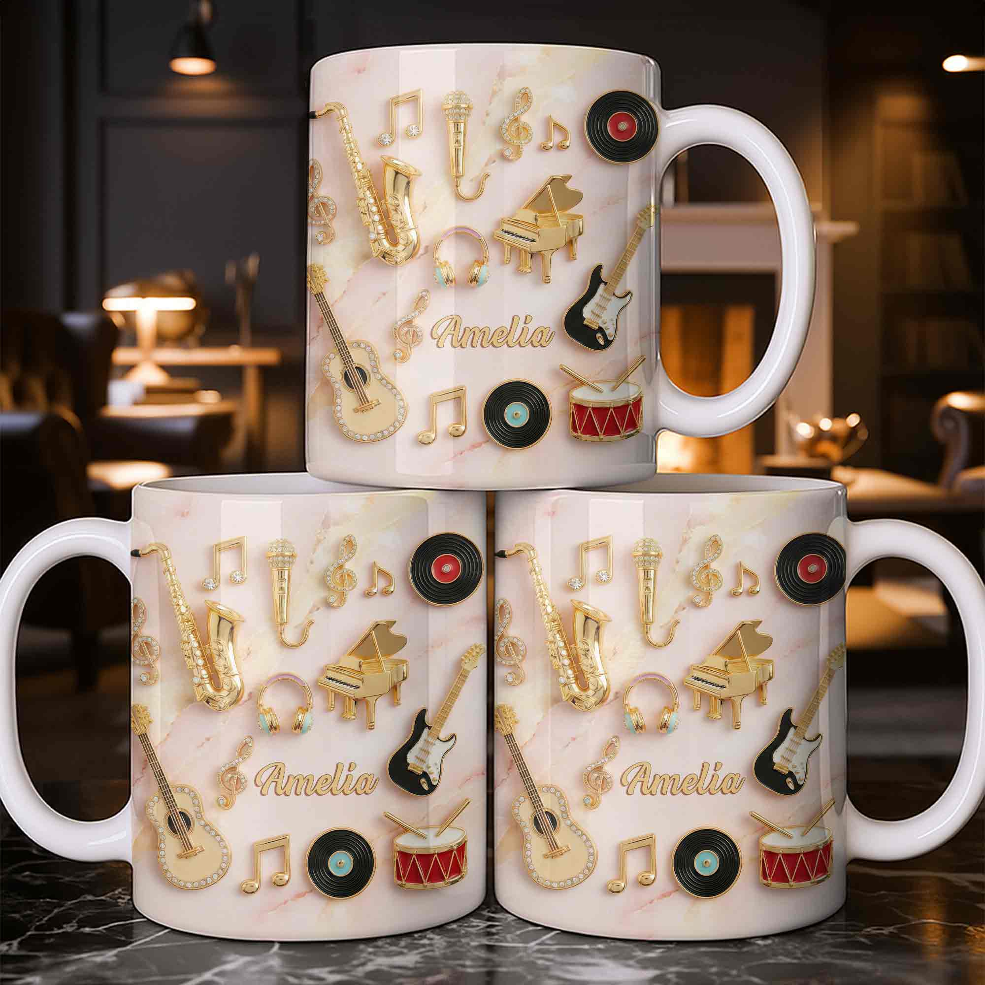 A Life Filled With Music And Melody Instruments And Notes - Personalized Custom Coffee Mug - HOB087_MG - Image 8