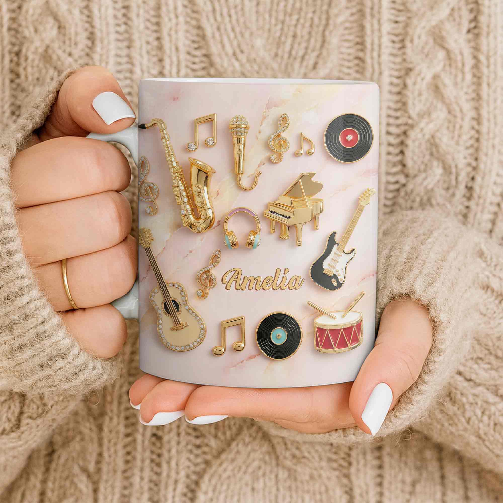 A Life Filled With Music And Melody Instruments And Notes - Personalized Custom Coffee Mug - HOB087_MG - Image 9