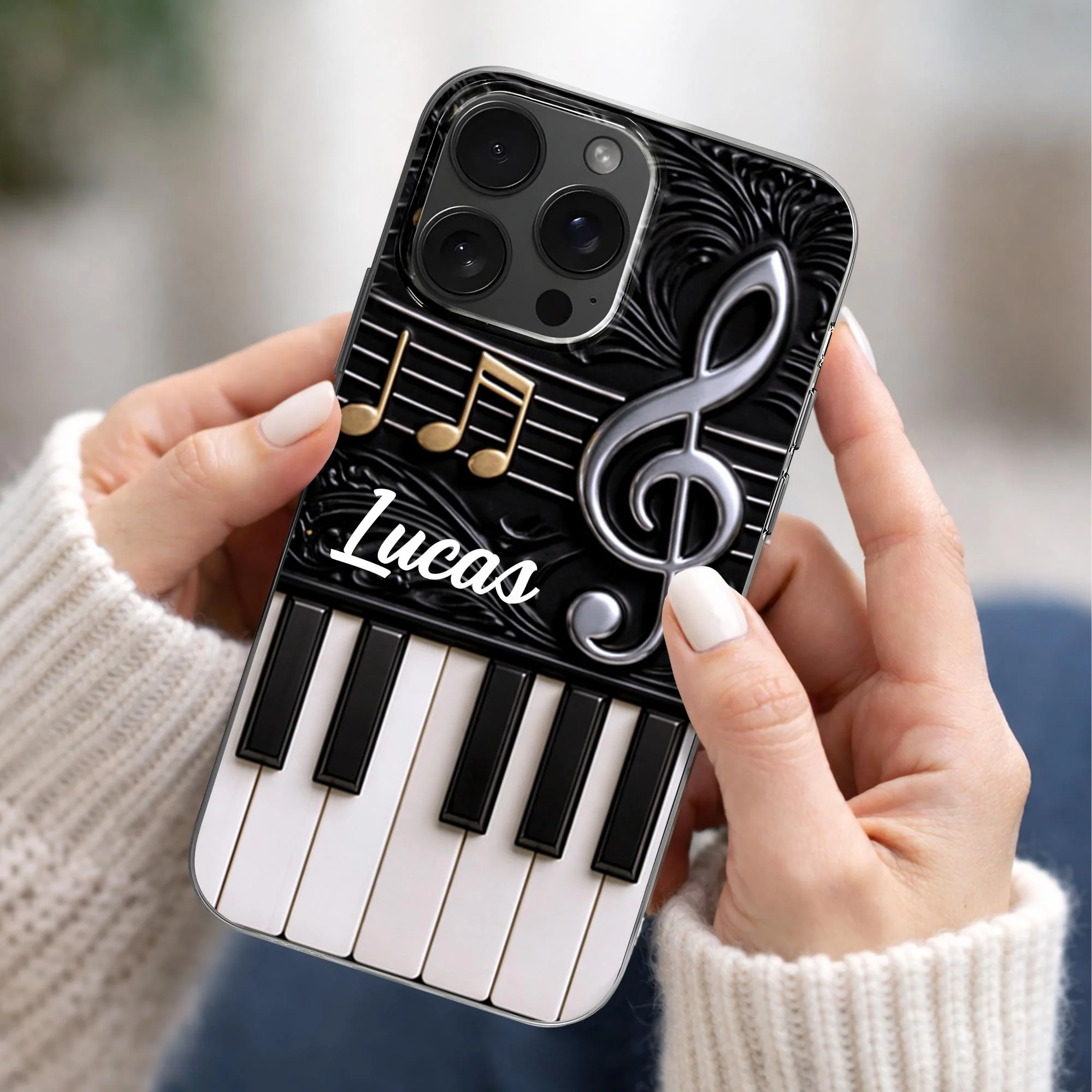A Life Played In Harmony Piano Keys And Musical Notes Design - Personalized Clear Phone Case - MUSIC024_PHC - Image 2