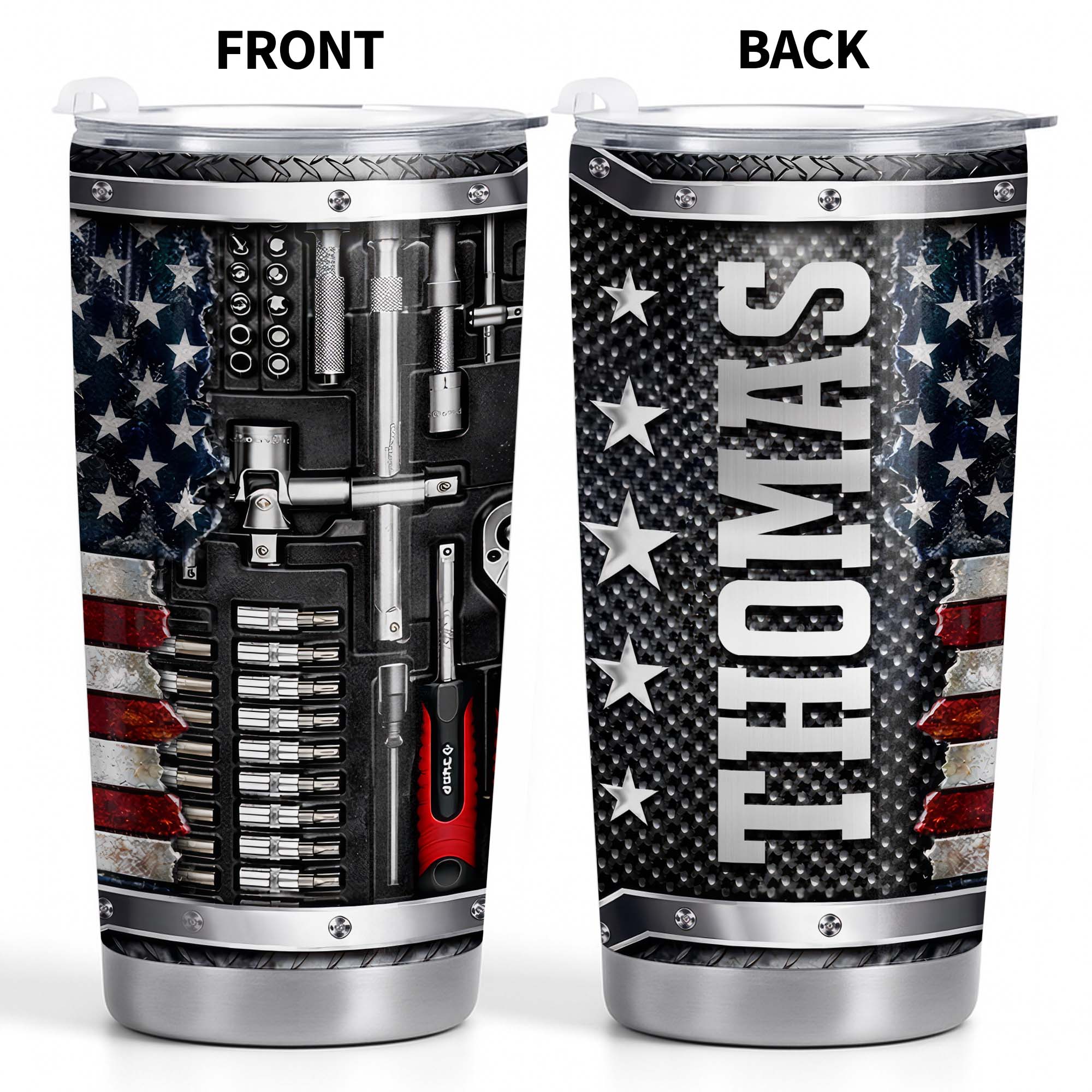 A Master Of His Craft Mechanic Tools And American Flag Design - Personalized Custom Stainless Steel Tumbler 20oz 30oz - JBS131_TB - Image 3