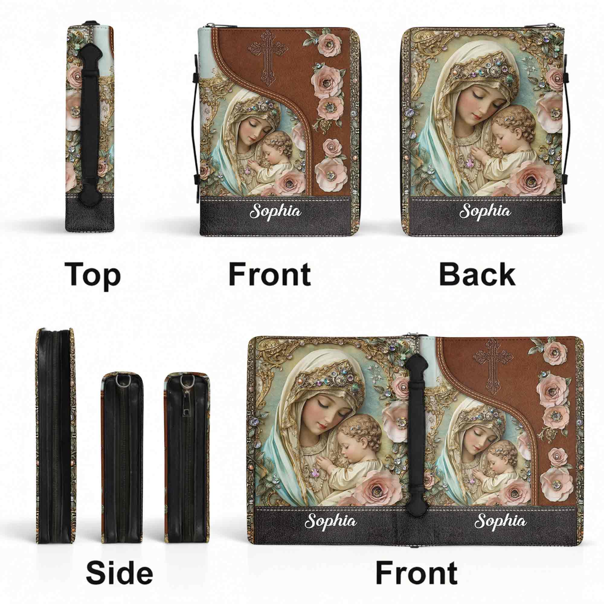 A Mother's Love Reflection Of Grace With Virgin Mary And Flowers - Personalized Custom Bible Cover - FTH139_BIBCO - Image 10