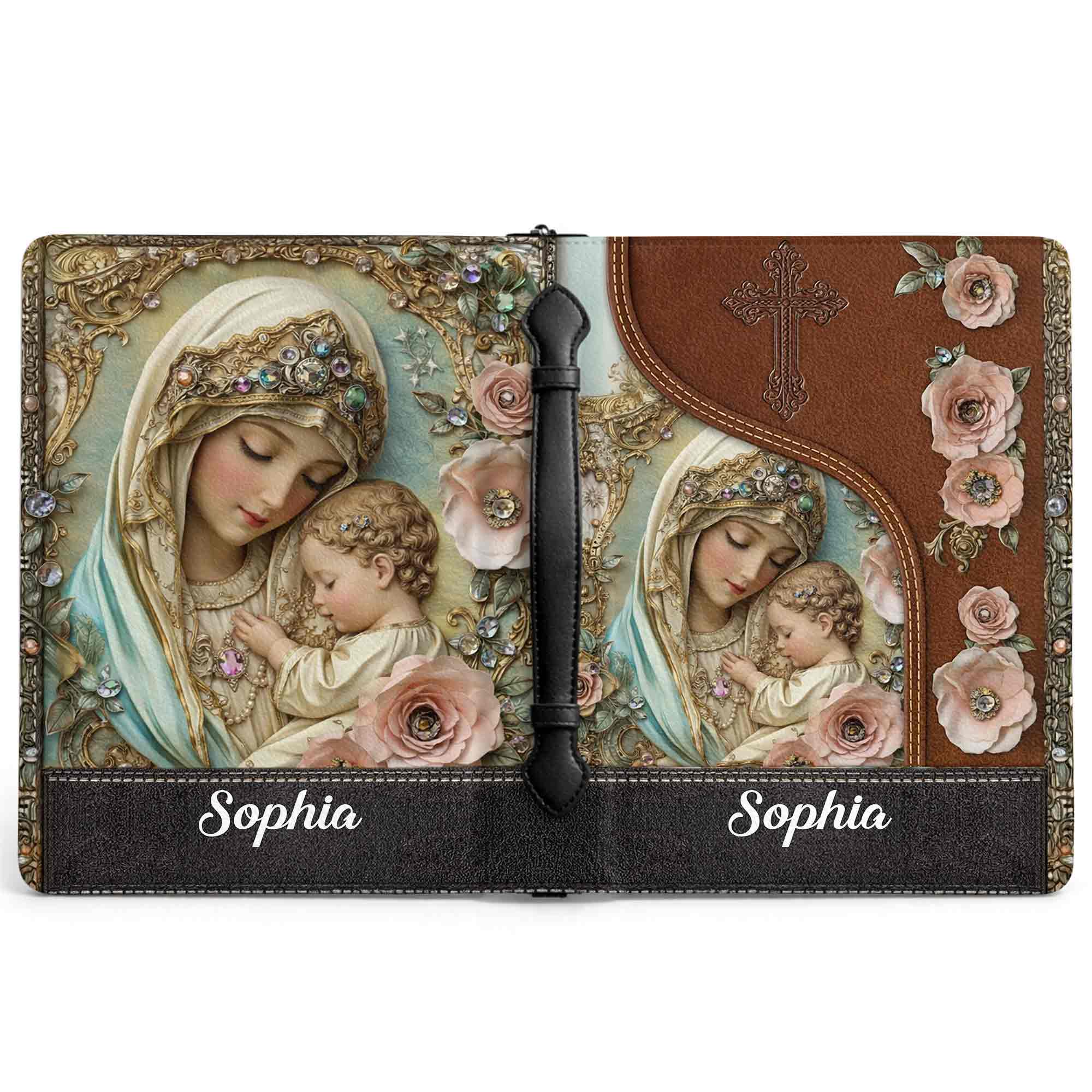 A Mother's Love Reflection Of Grace With Virgin Mary And Flowers - Personalized Custom Bible Cover - FTH139_BIBCO - Image 12