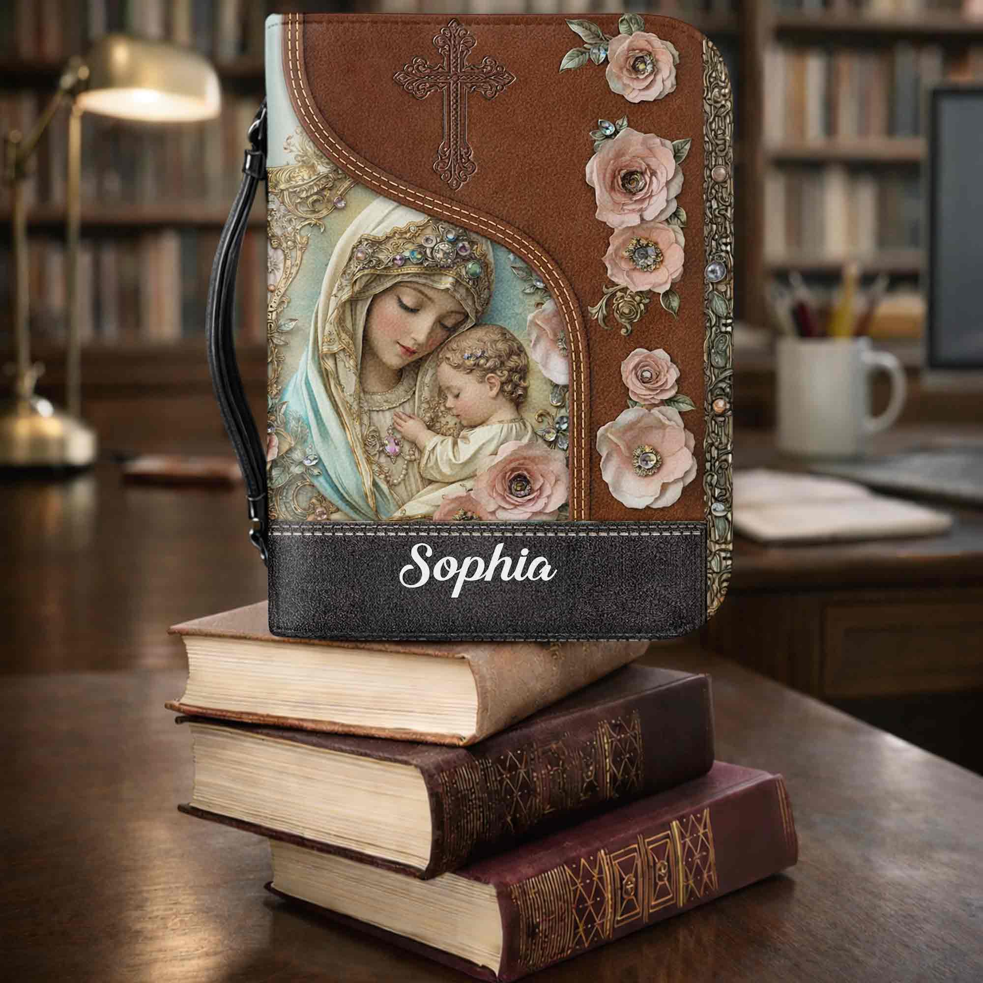 A Mother's Love Reflection Of Grace With Virgin Mary And Flowers - Personalized Custom Bible Cover - FTH139_BIBCO - Image 6