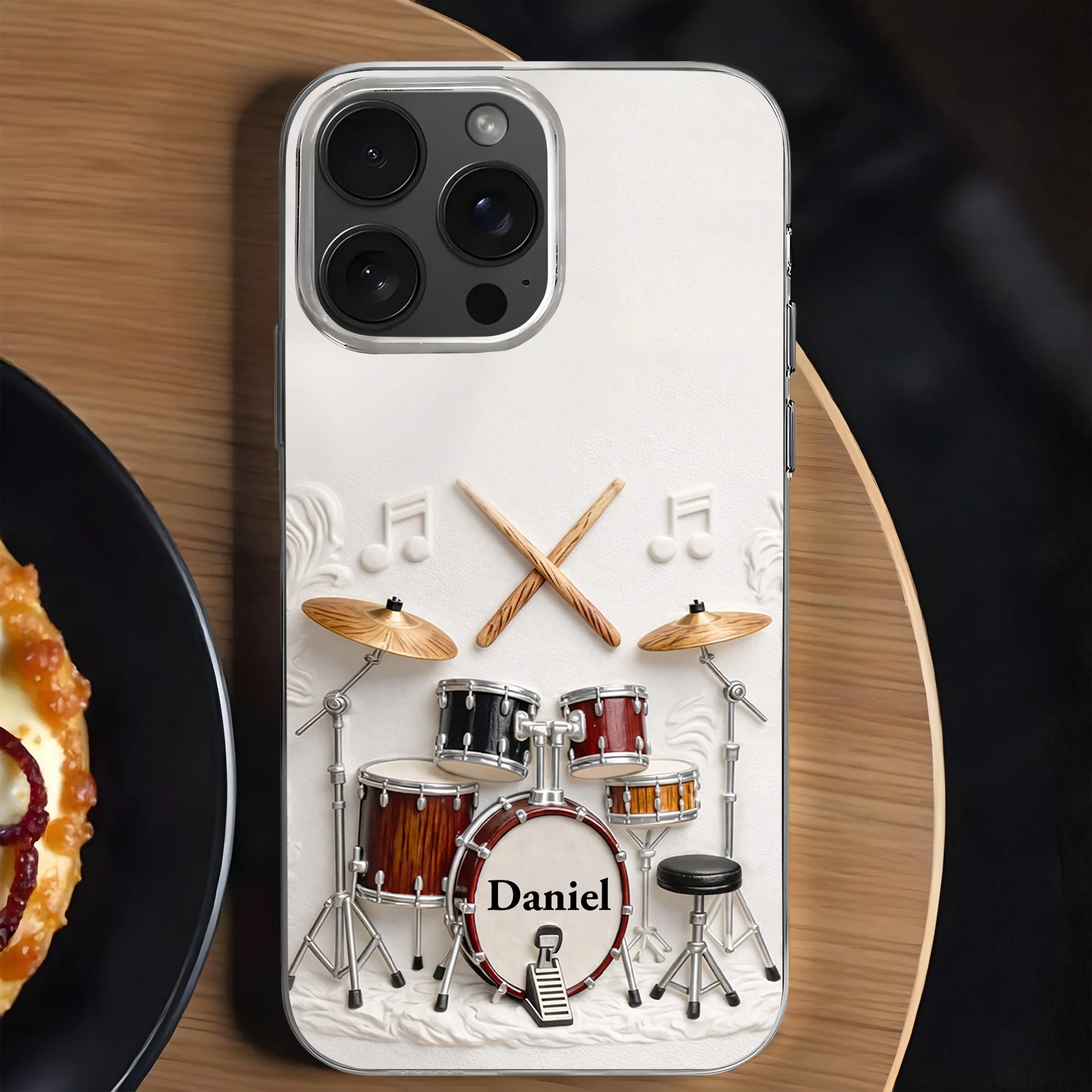 A Passion For Rhythm With 3D Drum Kit And Musical Notes - Personalized Clear Phone Case - JBS135_PHC