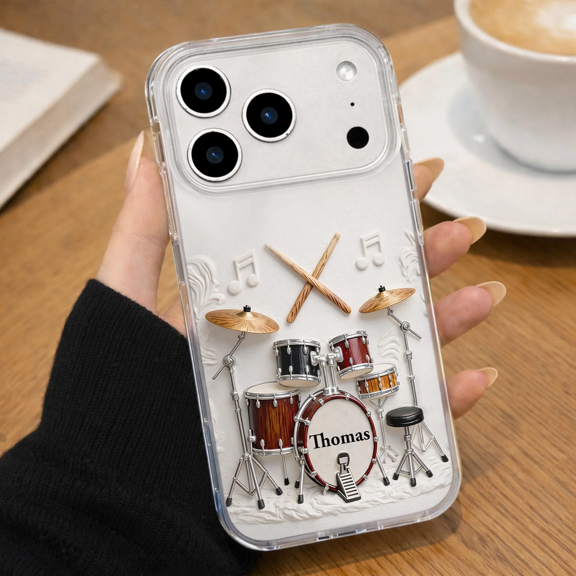 A Passion For Rhythm With 3D Drum Kit And Musical Notes - Personalized Clear Phone Case - JBS135_PHC - Image 6