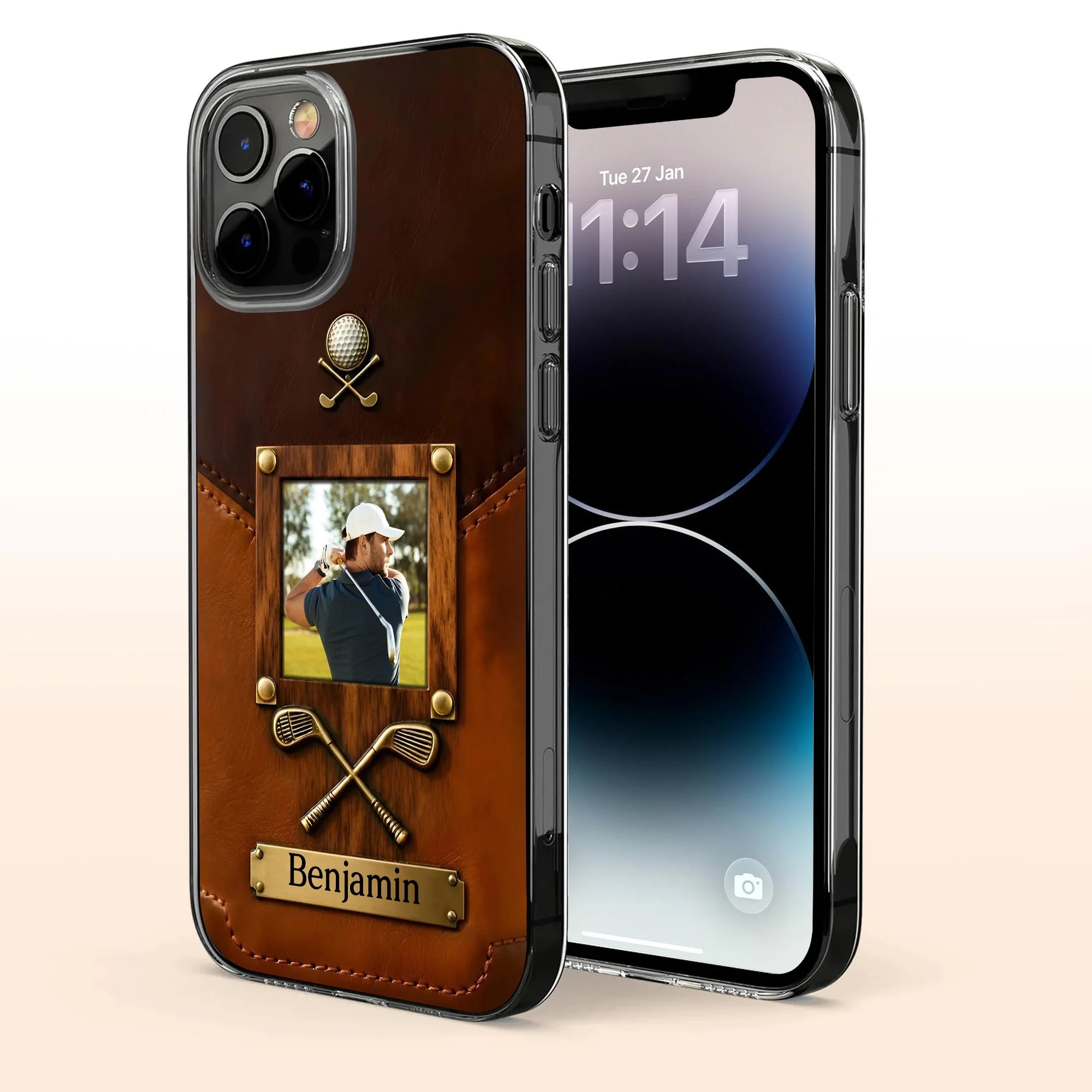 A Passion For The Game Swing For The Soul Leather Style Golf Clubs - Personalized Clear Phone Case - GOLF021_PHC - Image 3