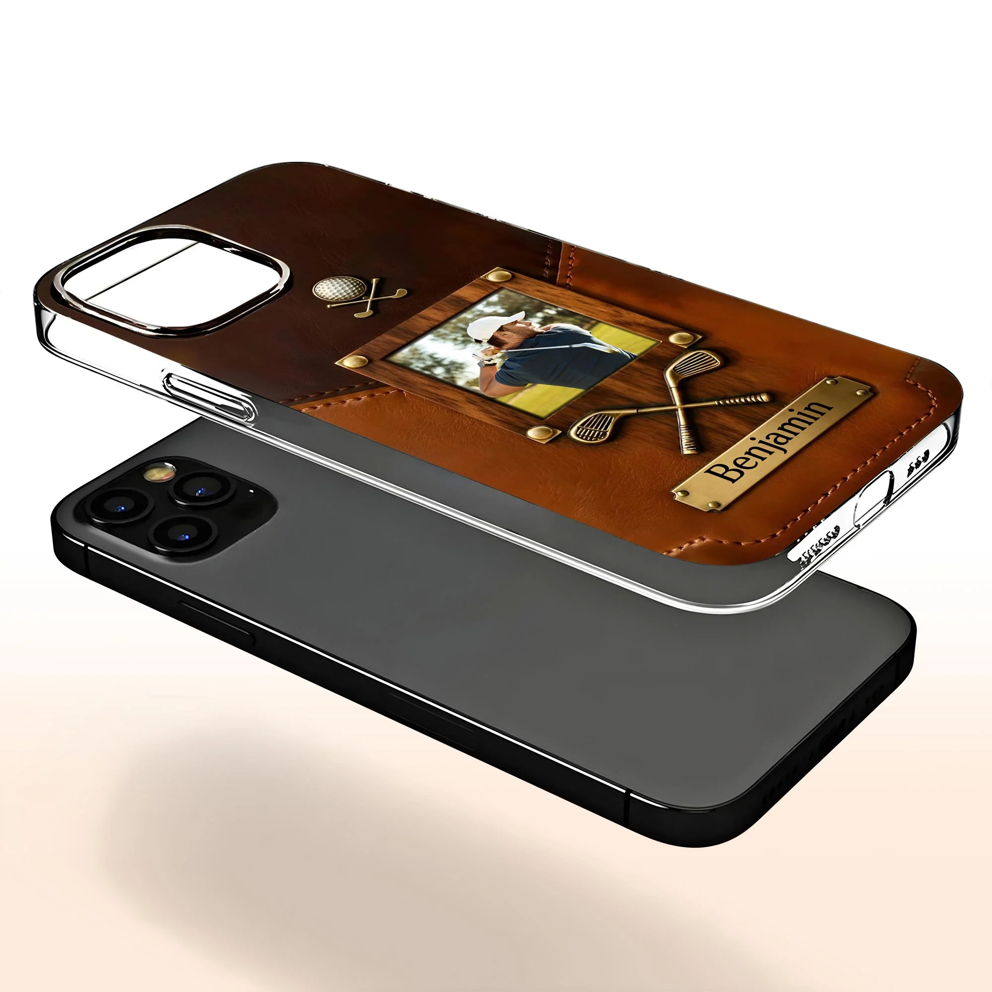 A Passion For The Game Swing For The Soul Leather Style Golf Clubs - Personalized Clear Phone Case - GOLF021_PHC - Image 4
