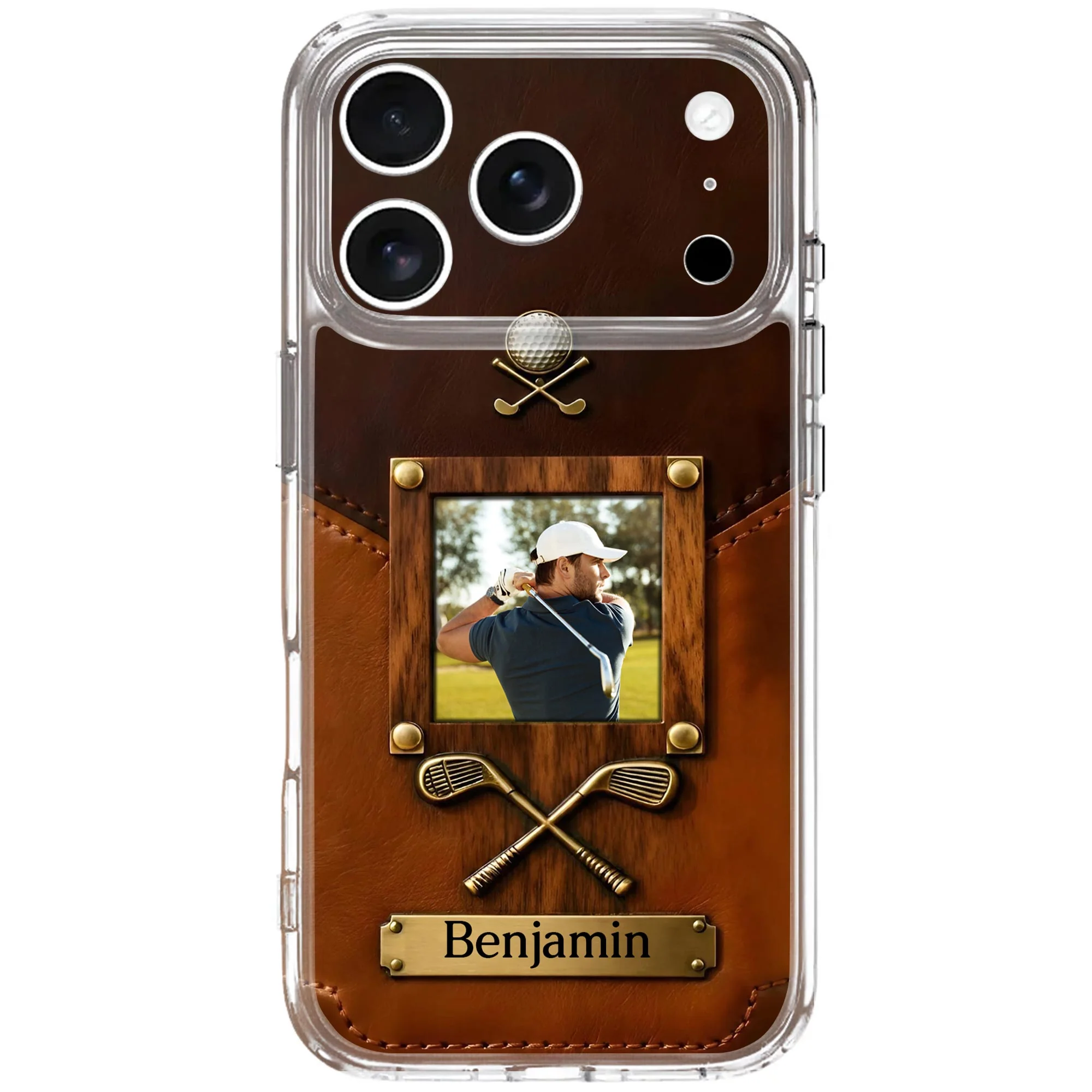 A Passion For The Game Swing For The Soul Leather Style Golf Clubs - Personalized Clear Phone Case - GOLF021_PHC - Image 8