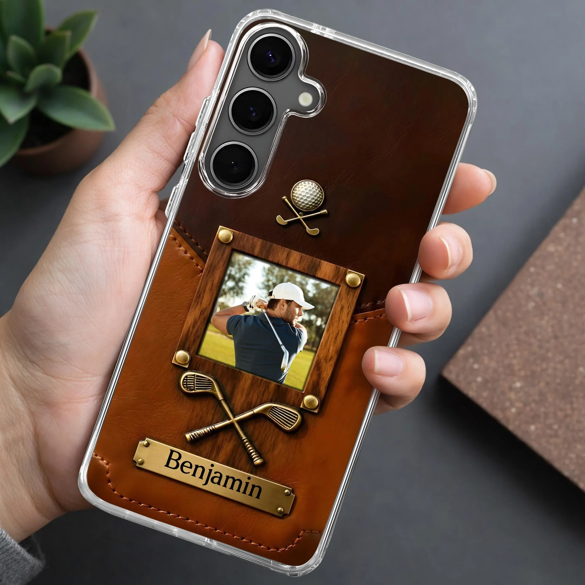 A Passion For The Game Swing For The Soul Leather Style Golf Clubs - Personalized Clear Phone Case - GOLF021_PHC - Image 9