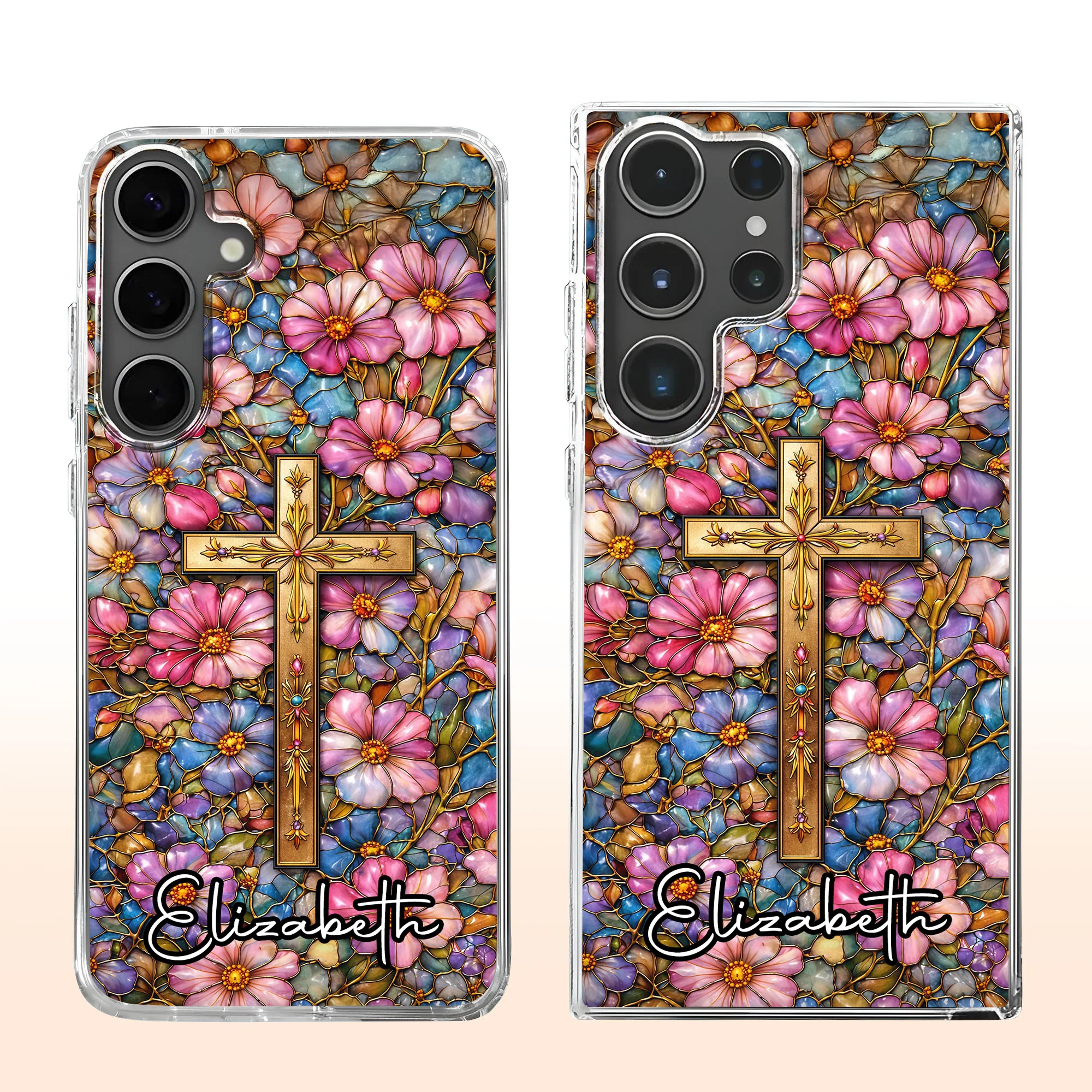 A Symbol Of Faith Surrounded By Stained Glass Flowers And Cross - Personalized Clear Phone Case - FTH128_PHC - Image 9