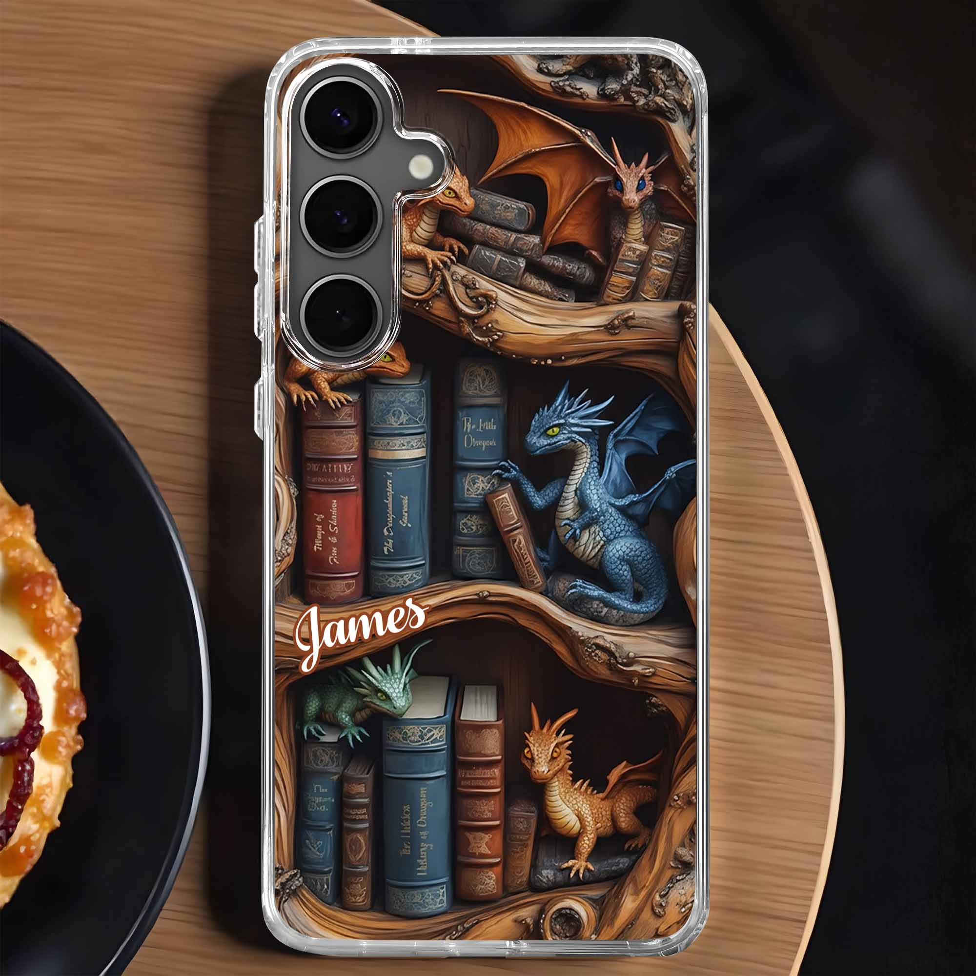 A World Of Magic Dragons Hidden In Bookshelf Library - Personalized Clear Phone Case - BLV093_PHC - Image 4