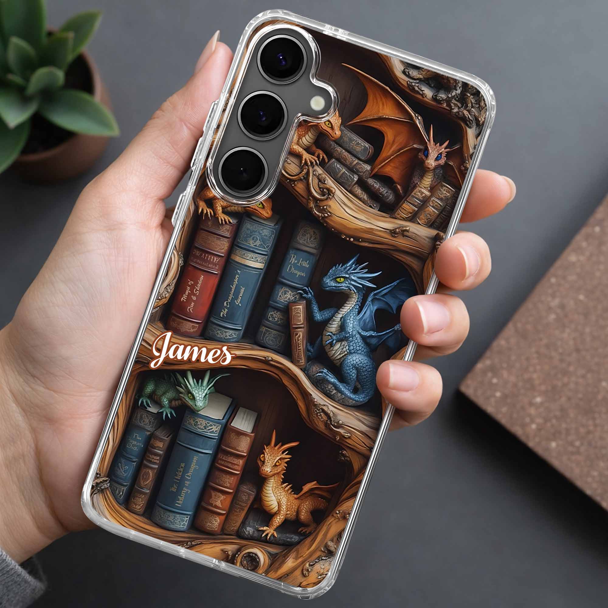 A World Of Magic Dragons Hidden In Bookshelf Library - Personalized Clear Phone Case - BLV093_PHC - Image 6