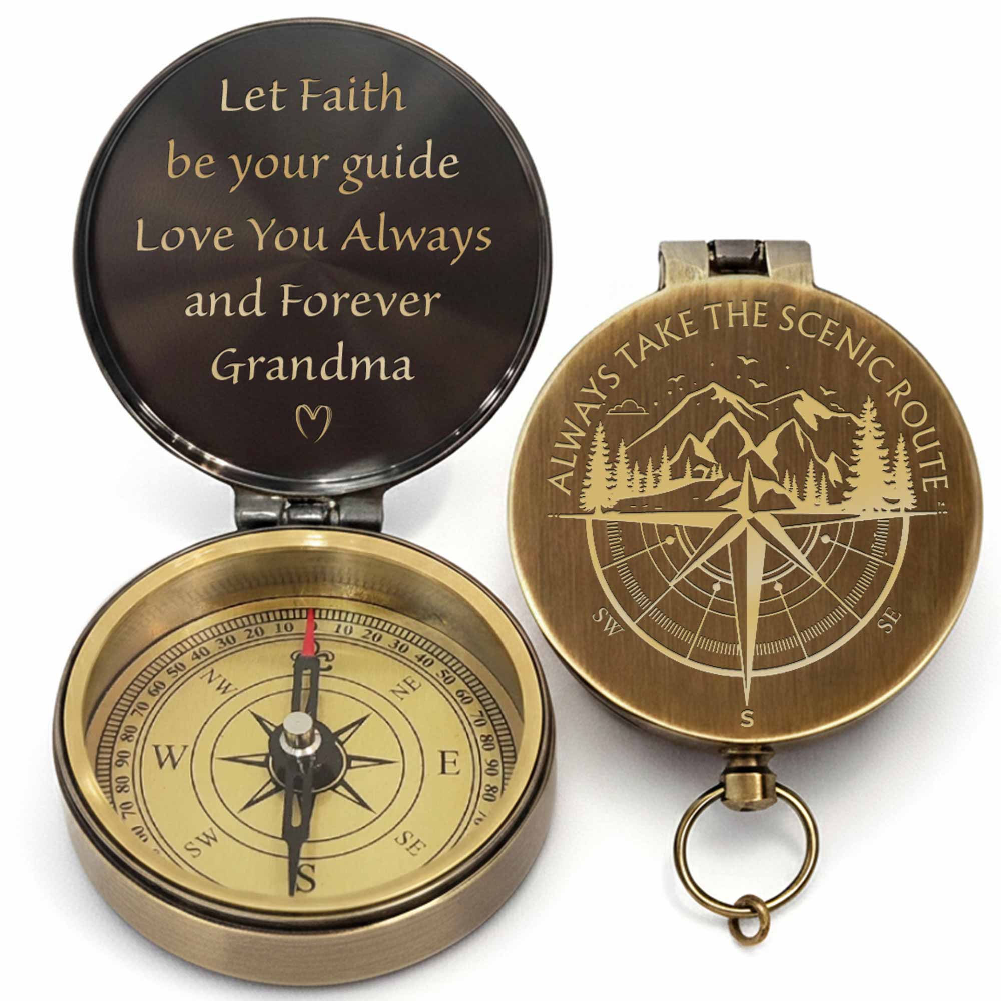 Always Take The Scenic Route Mountain And Tree Engraved Compass - Personalized Engraved Brass Compass - GSN067_ECPASS - Image 11