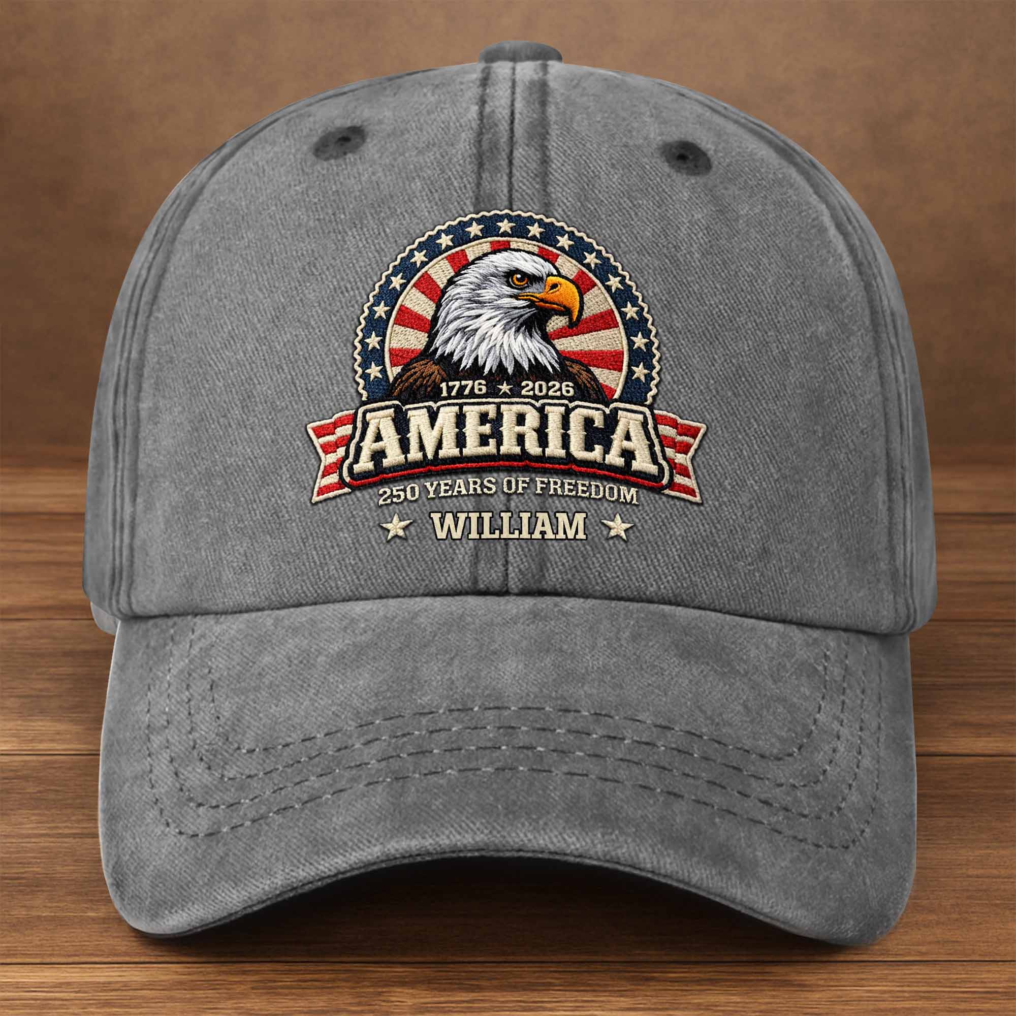 America Years Of Freedom Bald Eagle Shield - Personalized Custom Washed Denim Cap - INDE101_WDCAP - Image 11