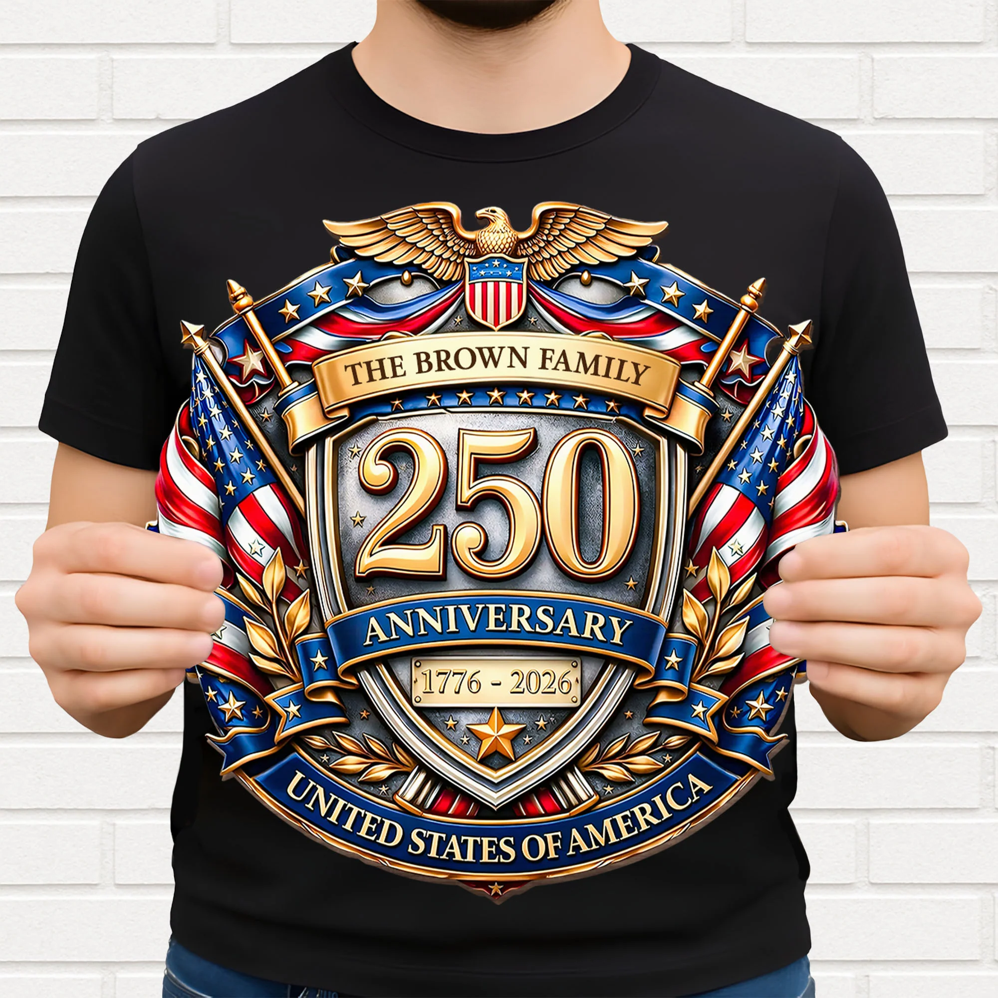 Anniversary United States Of America Eagle Shield And Flag - Personalized Custom Shaped Wood Sign - INDE094_WSIGN - Image 3