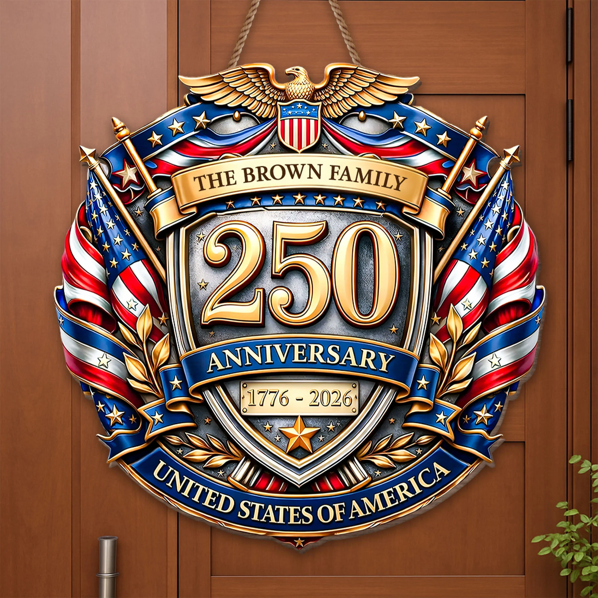 Anniversary United States Of America Eagle Shield And Flag - Personalized Custom Shaped Wood Sign - INDE094_WSIGN - Image 4