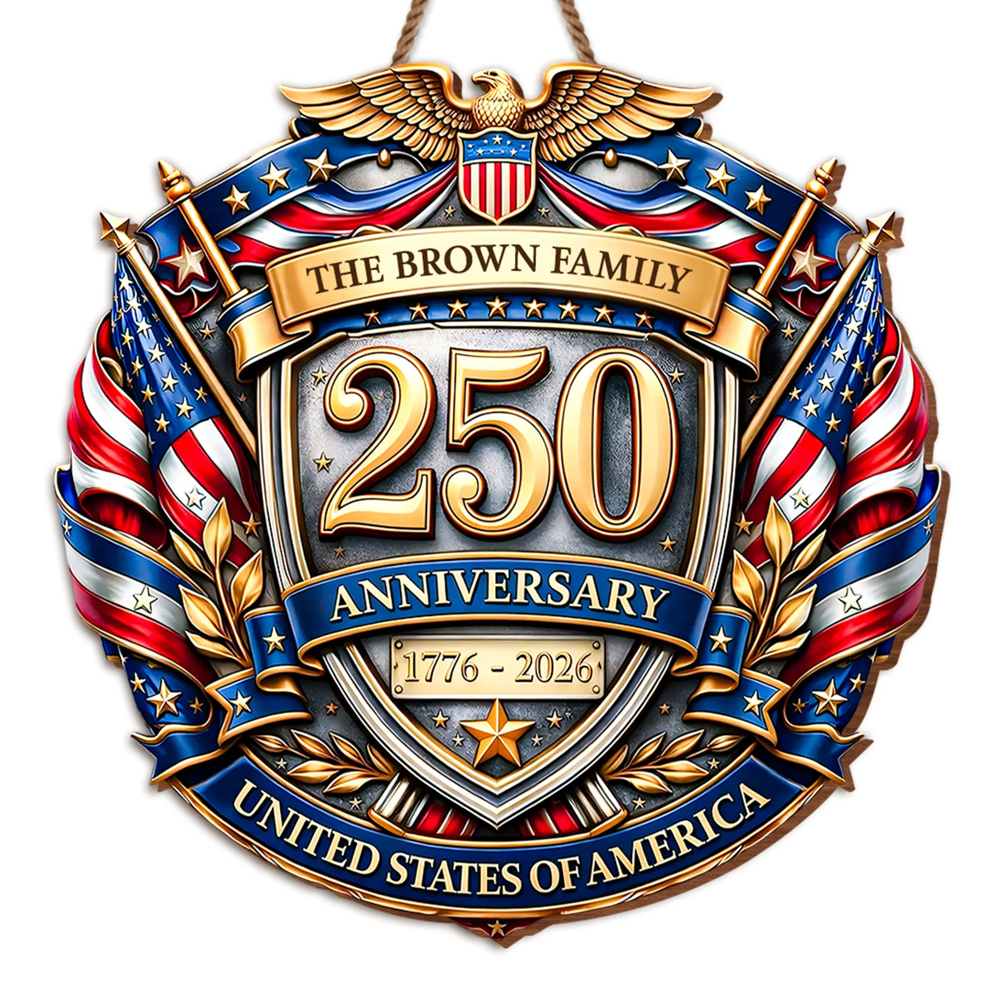 Anniversary United States Of America Eagle Shield And Flag - Personalized Custom Shaped Wood Sign - INDE094_WSIGN - Image 7