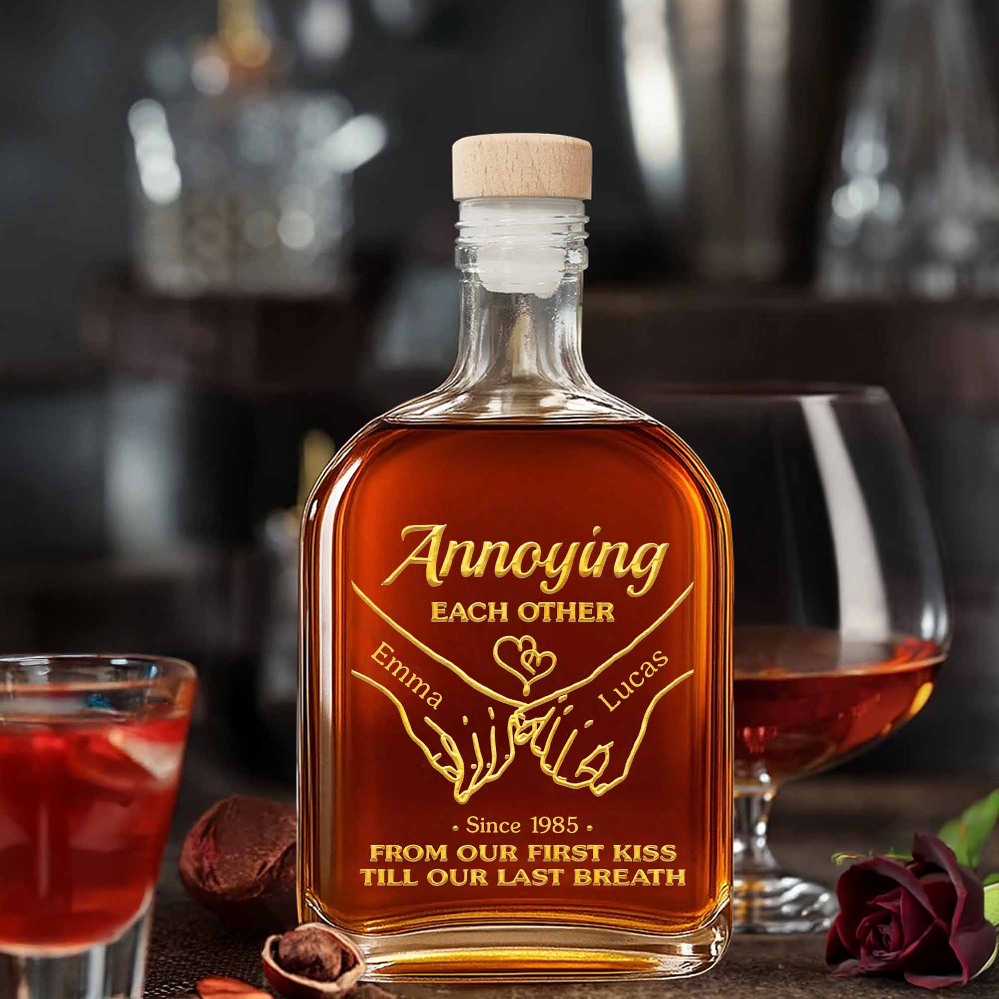 Annoying Each Other Holding Hands From Our First Kiss Till Our Last Breath - Personalized Whiskey Bottle - CPL1331_WHIBA - Image 2