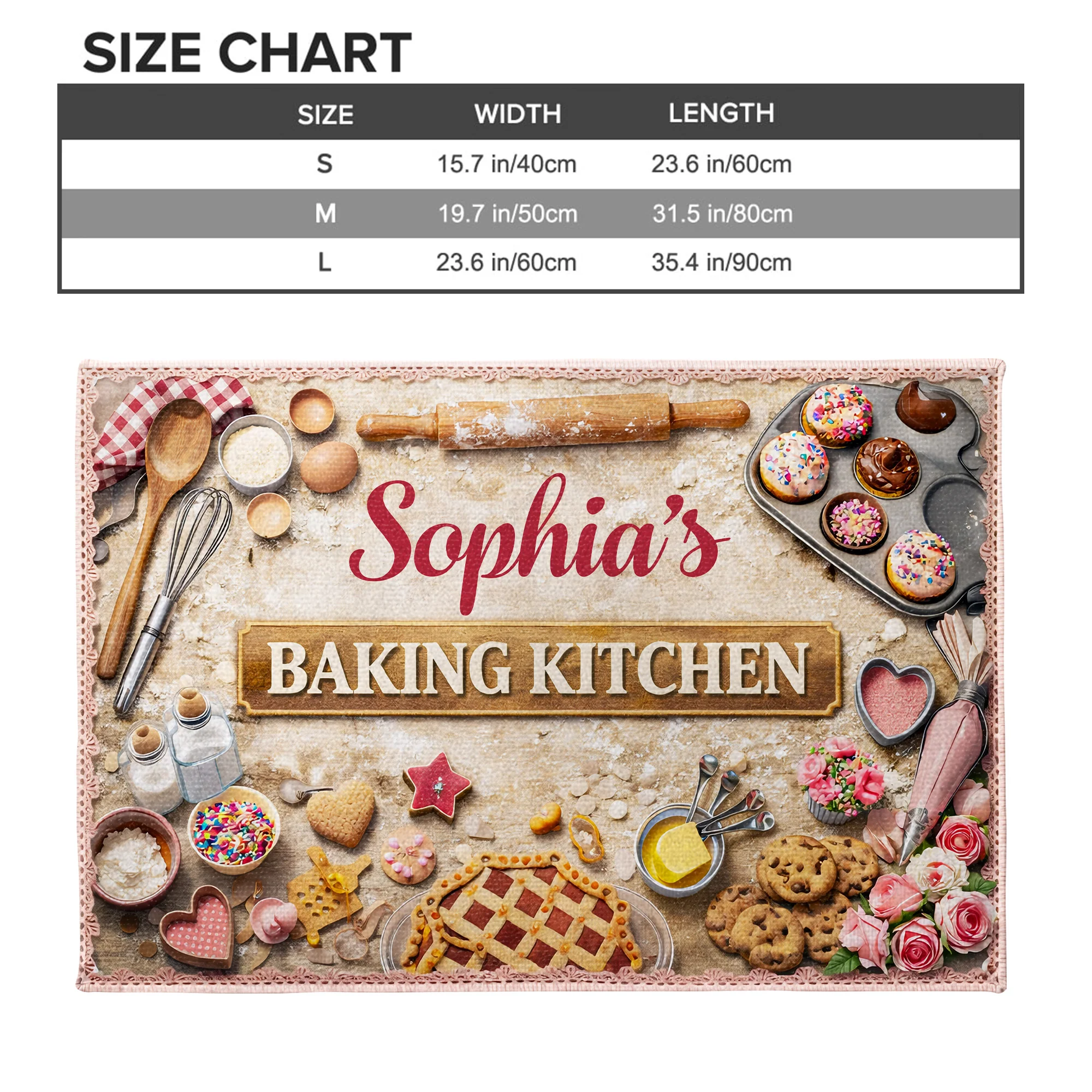 Baking Kitchen Personalized Design With Rolling Pin And Cupcakes - Personalized Custom Doormat - BAKE008_DRM - Image 4