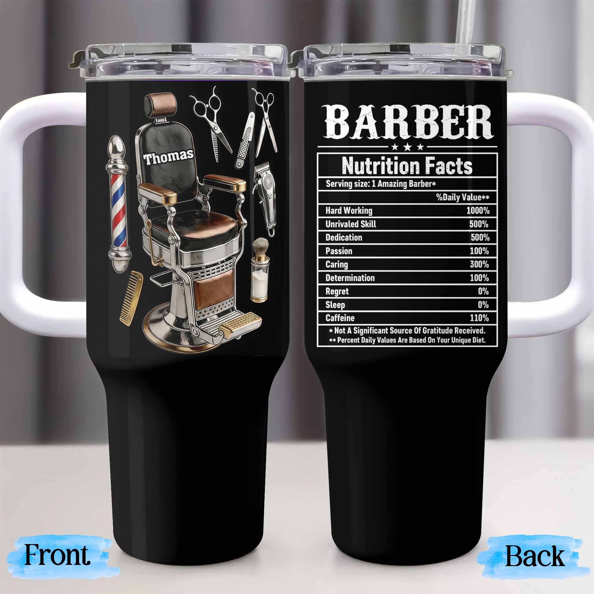 Barber Nutrition Facts Amazing Barber Chair And Tools Design - Personalized 40oz Tumbler With Straw - JBS133_TBS - Image 6