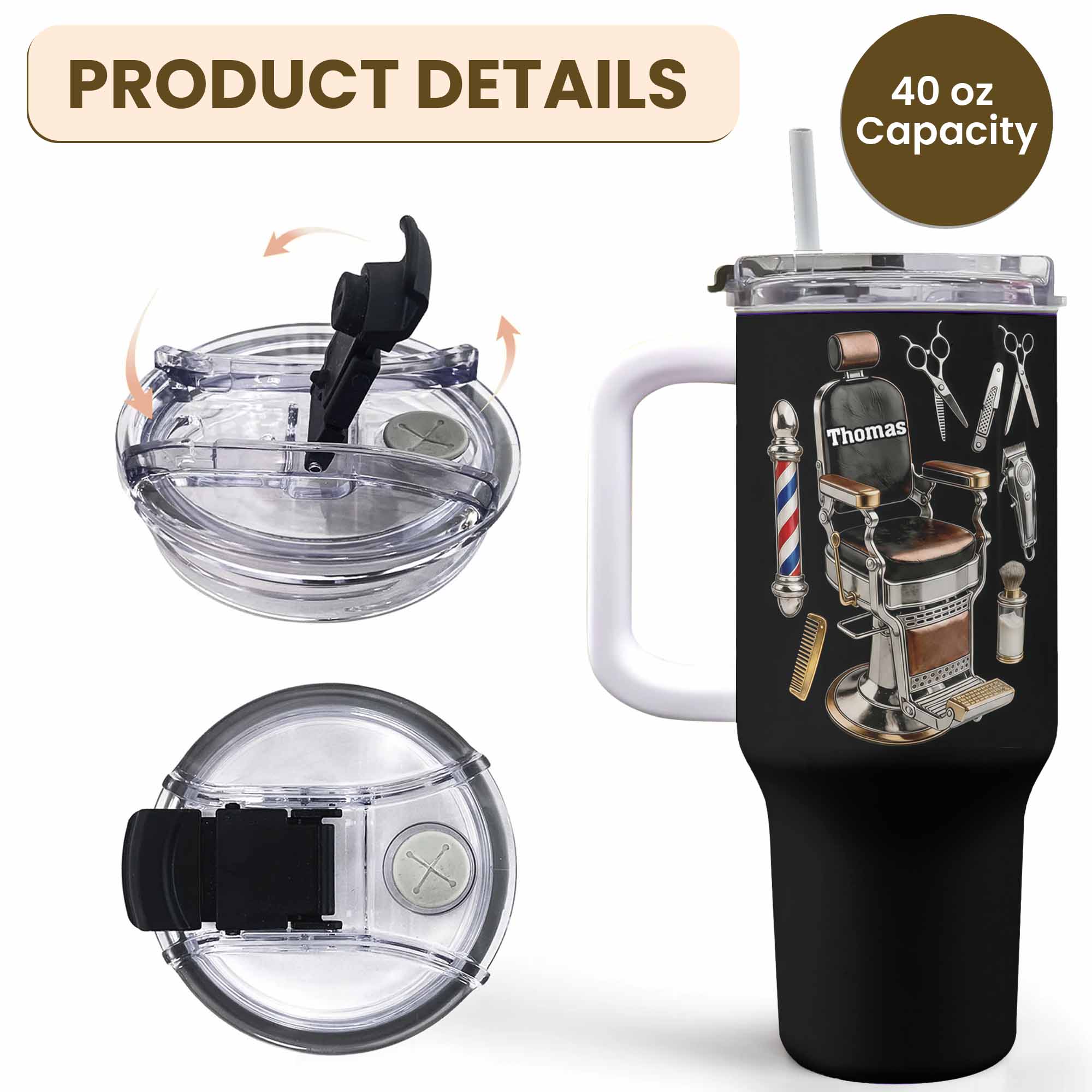 Barber Nutrition Facts Amazing Barber Chair And Tools Design - Personalized 40oz Tumbler With Straw - JBS133_TBS - Image 7