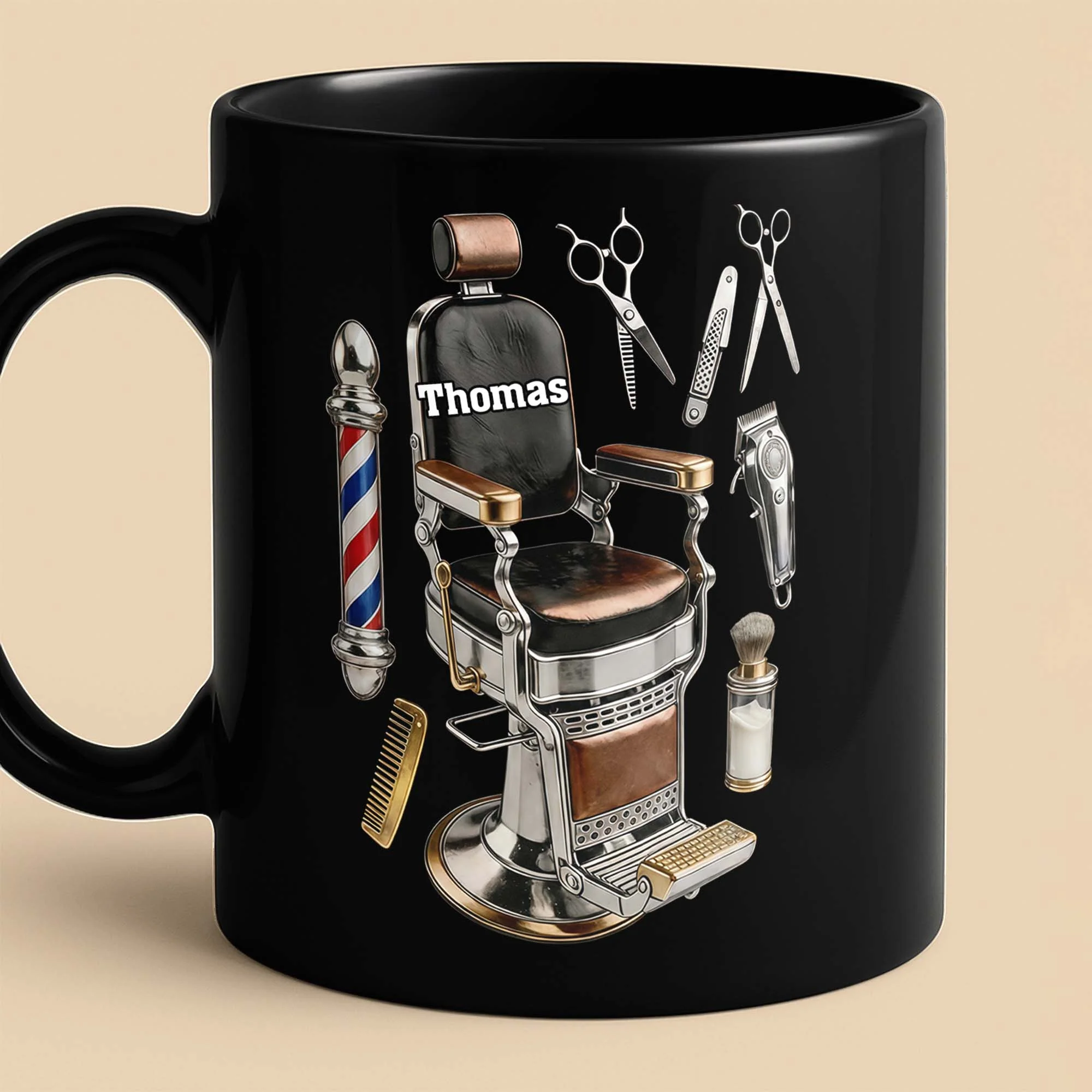 Barber Nutrition Facts Custom Name With Barber Chair And Tools - Personalized Custom Black Mug - JBS133_BMUG - Image 5