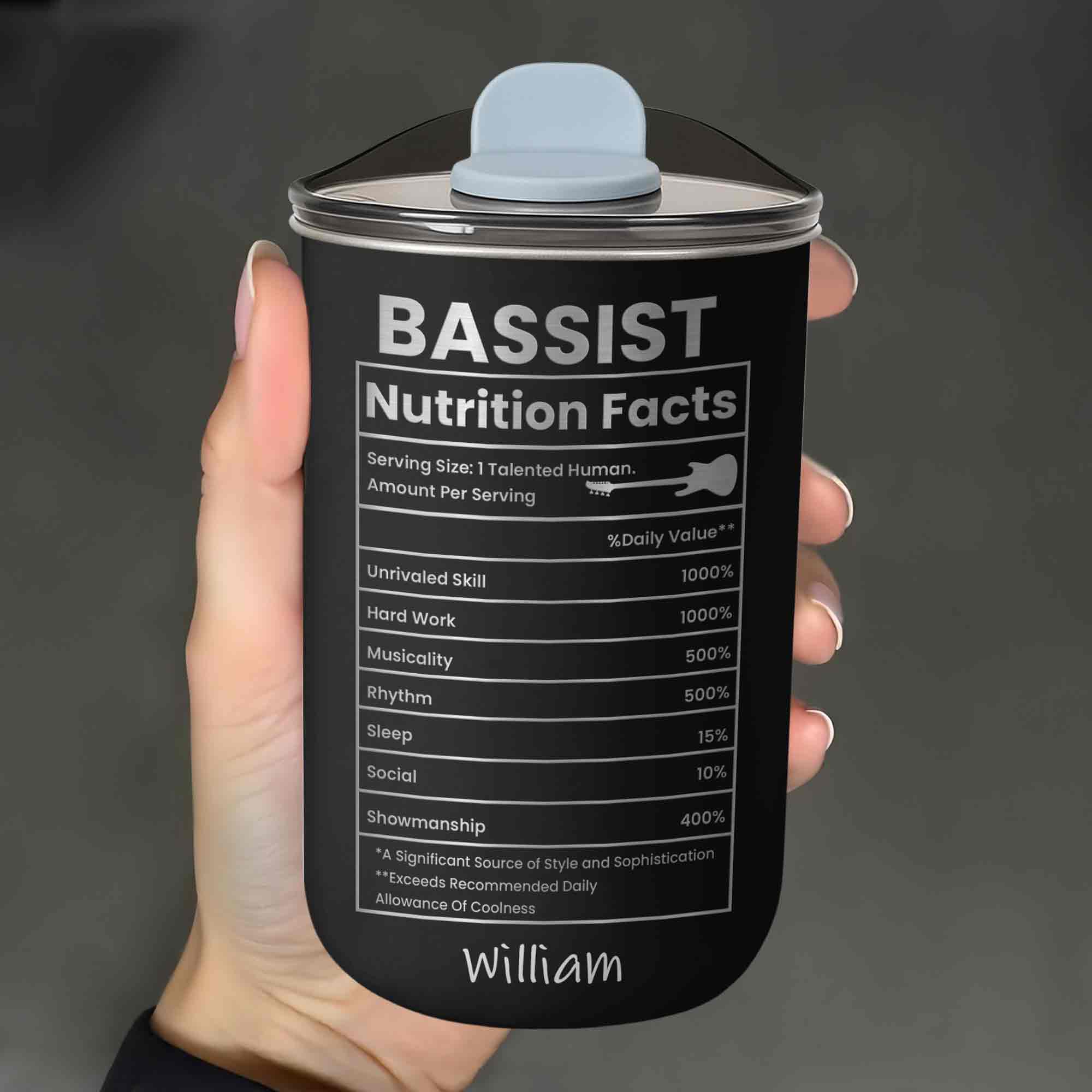 Bassist Nutrition Facts Talented Human Bass Guitar - Personalized Custom 10oz Tumbler - MUSIC010_MTUM - Image 9