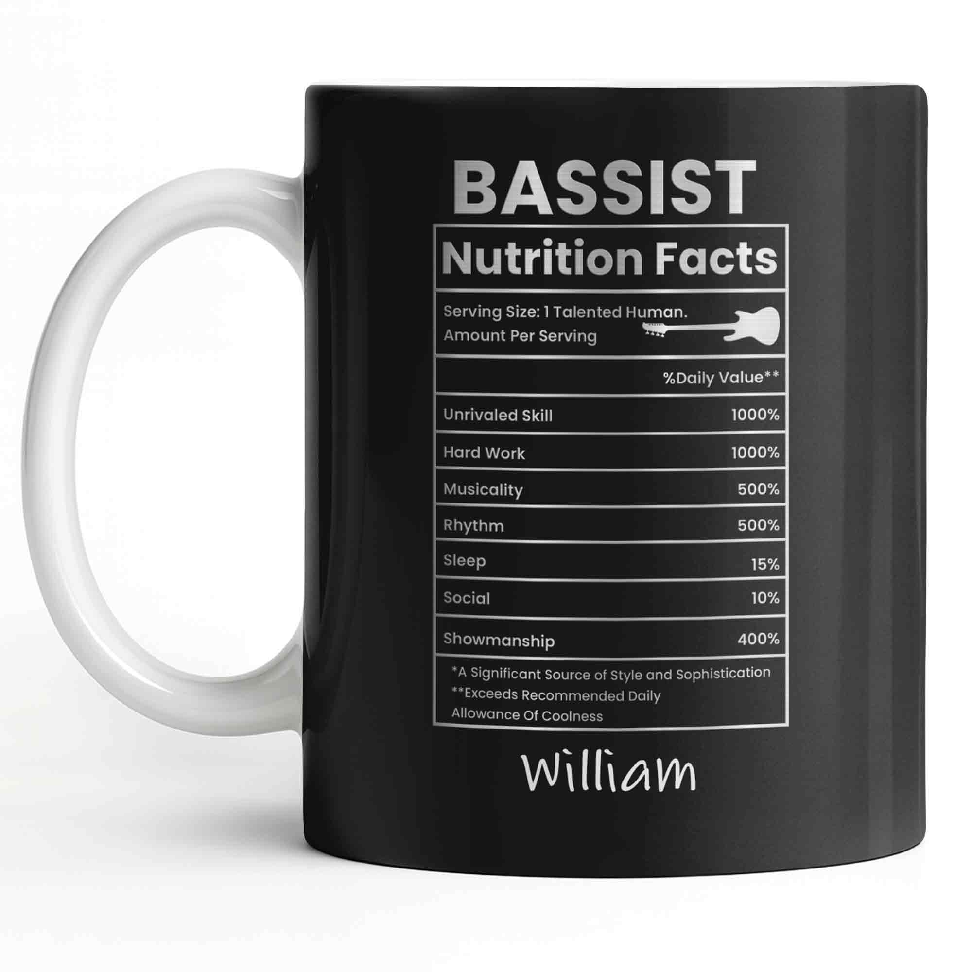Bassist Nutrition Facts With Bass Guitar Silhouette - Personalized Custom Coffee Mug - MUSIC010_MG - Image 14