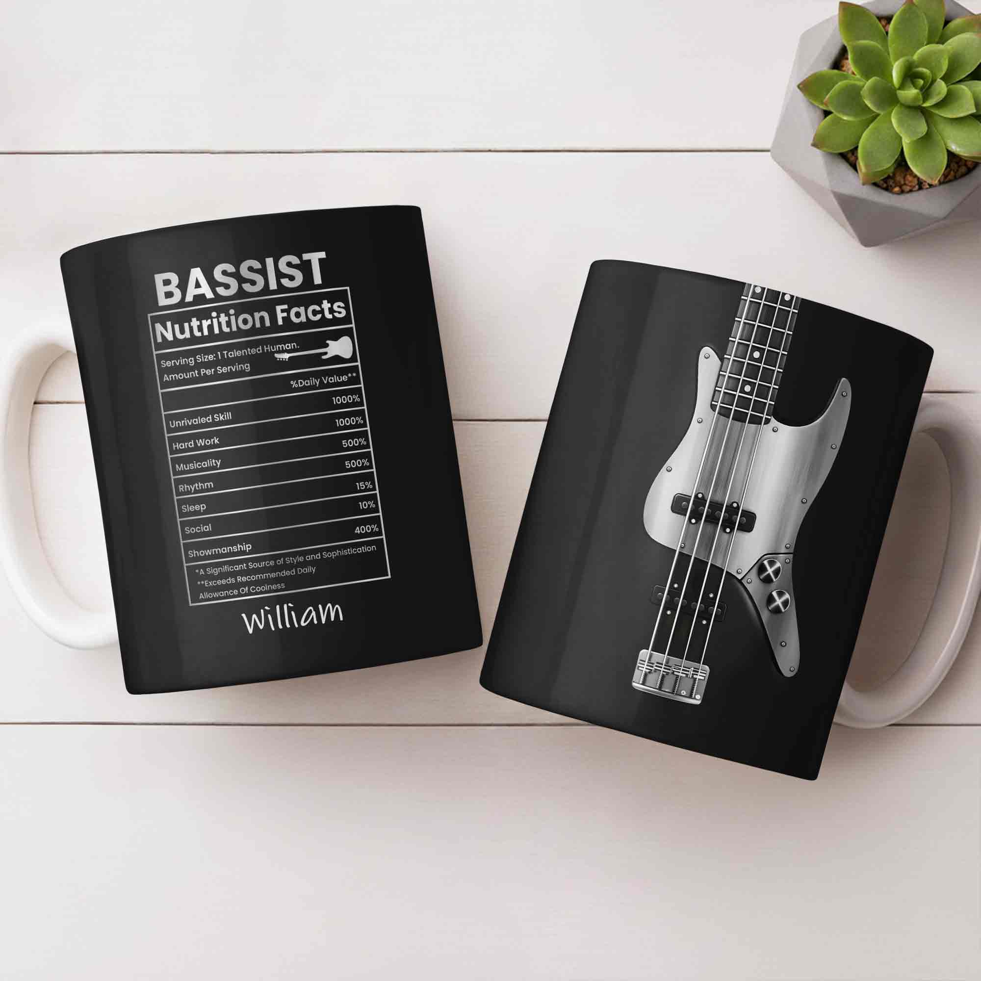 Bassist Nutrition Facts With Bass Guitar Silhouette - Personalized Custom Coffee Mug - MUSIC010_MG - Image 7