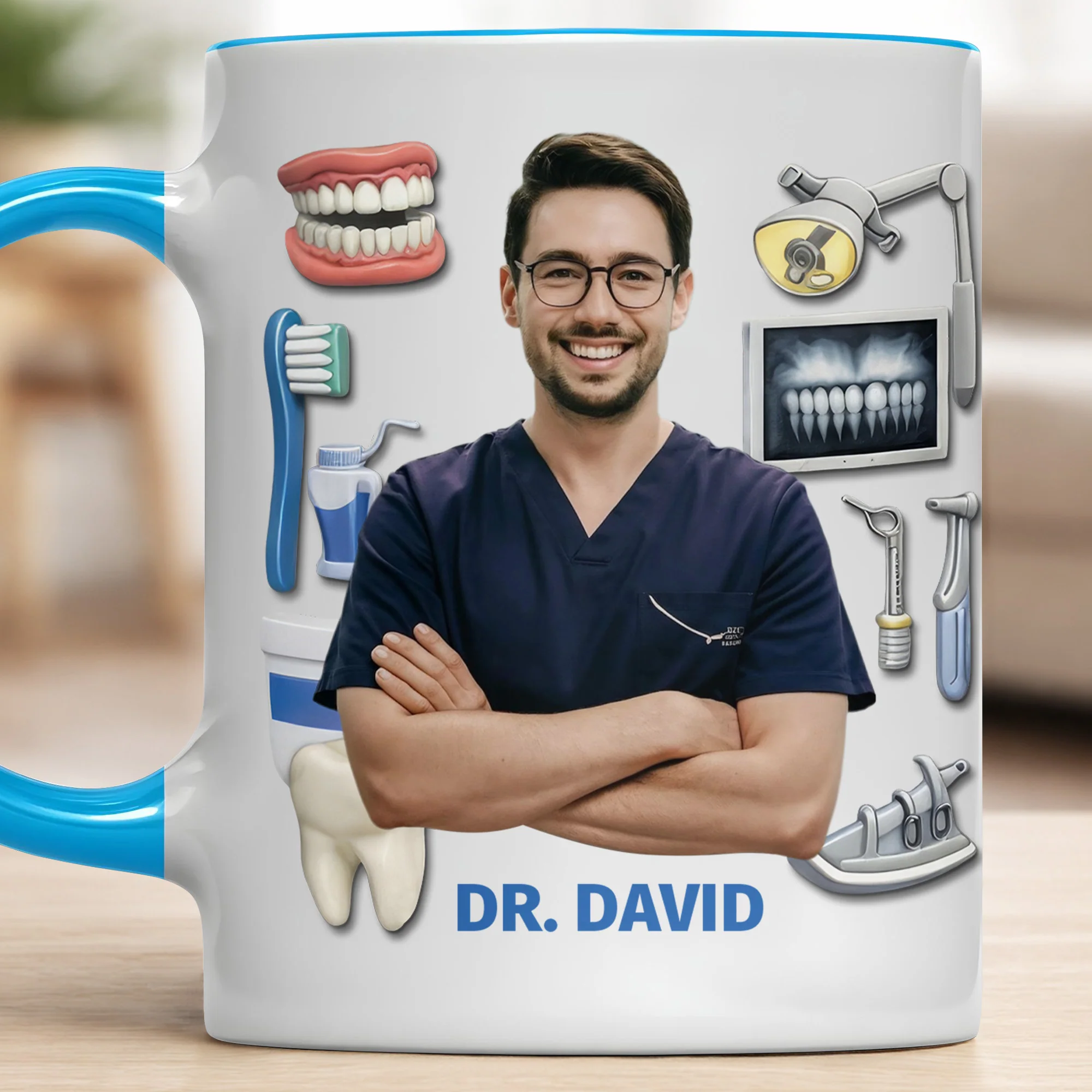Best Dentist Dedicated To Smiles With Teeth And Dental Tools Icons - Personalized Custom Accent Mug - DOC096_AMUG - Image 10