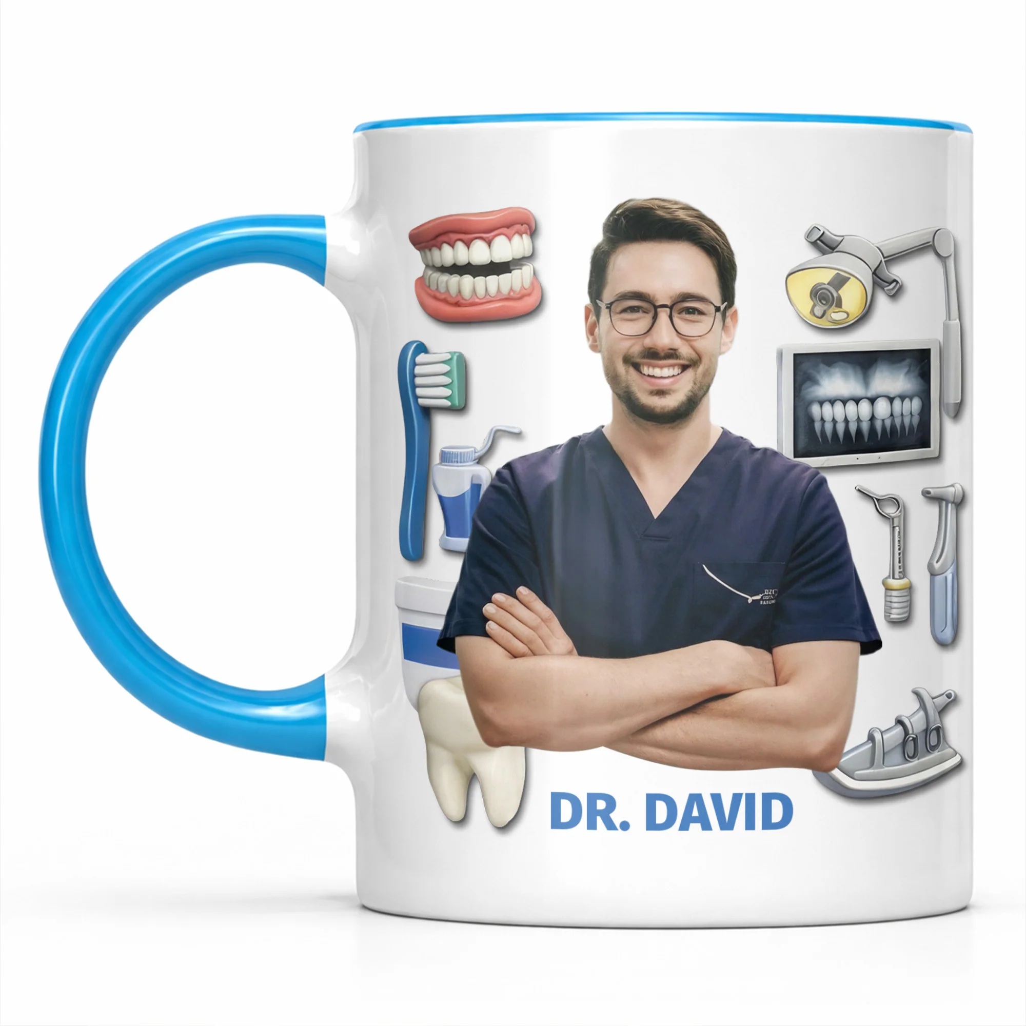 Best Dentist Dedicated To Smiles With Teeth And Dental Tools Icons - Personalized Custom Accent Mug - DOC096_AMUG - Image 12