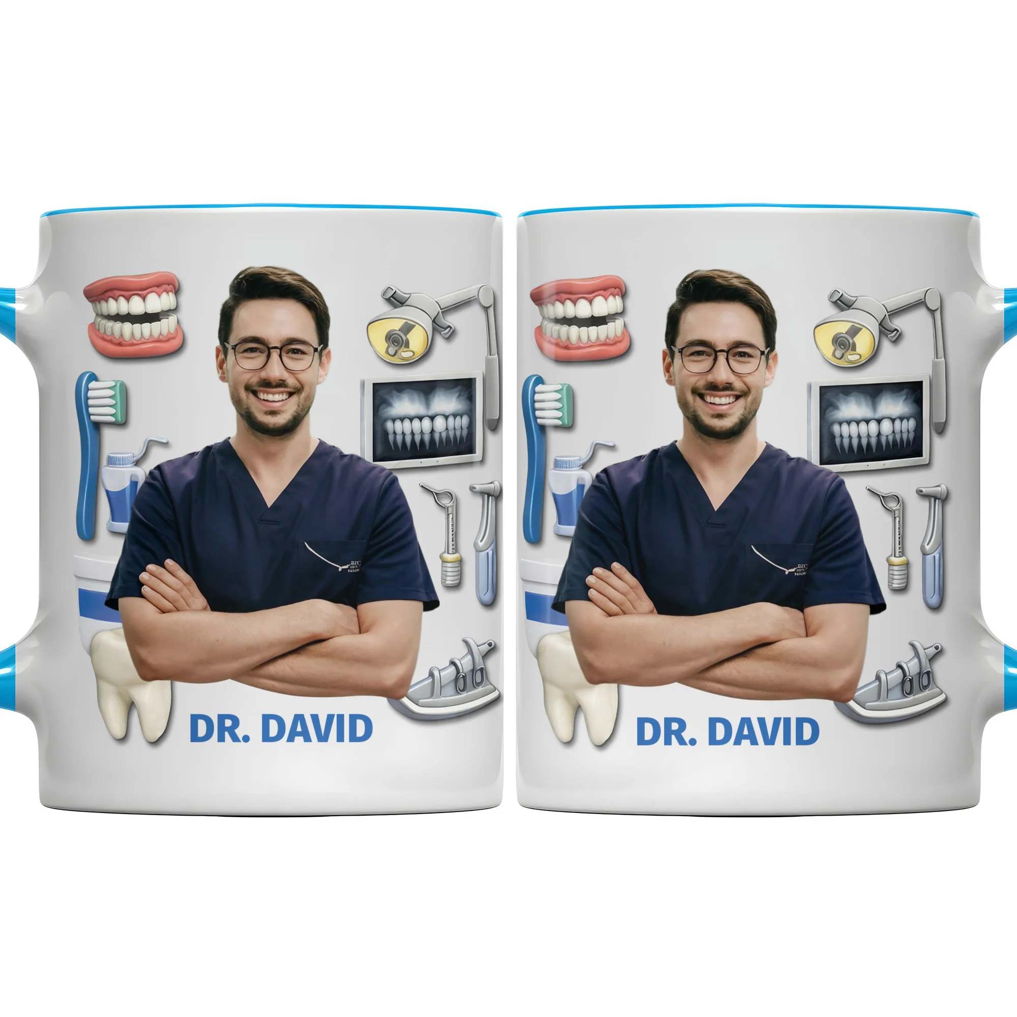 Best Dentist Dedicated To Smiles With Teeth And Dental Tools Icons - Personalized Custom Accent Mug - DOC096_AMUG - Image 13