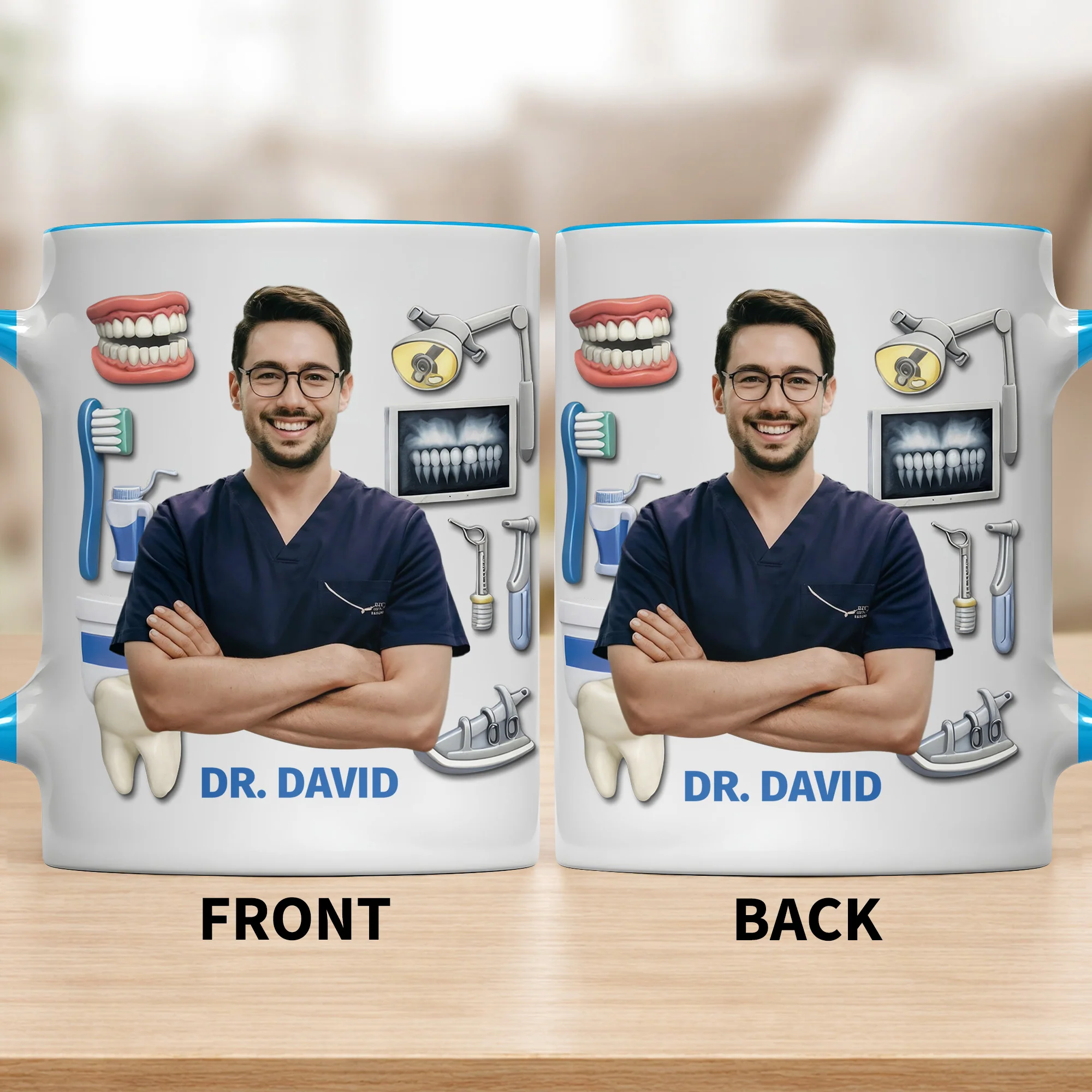Best Dentist Dedicated To Smiles With Teeth And Dental Tools Icons - Personalized Custom Accent Mug - DOC096_AMUG - Image 3