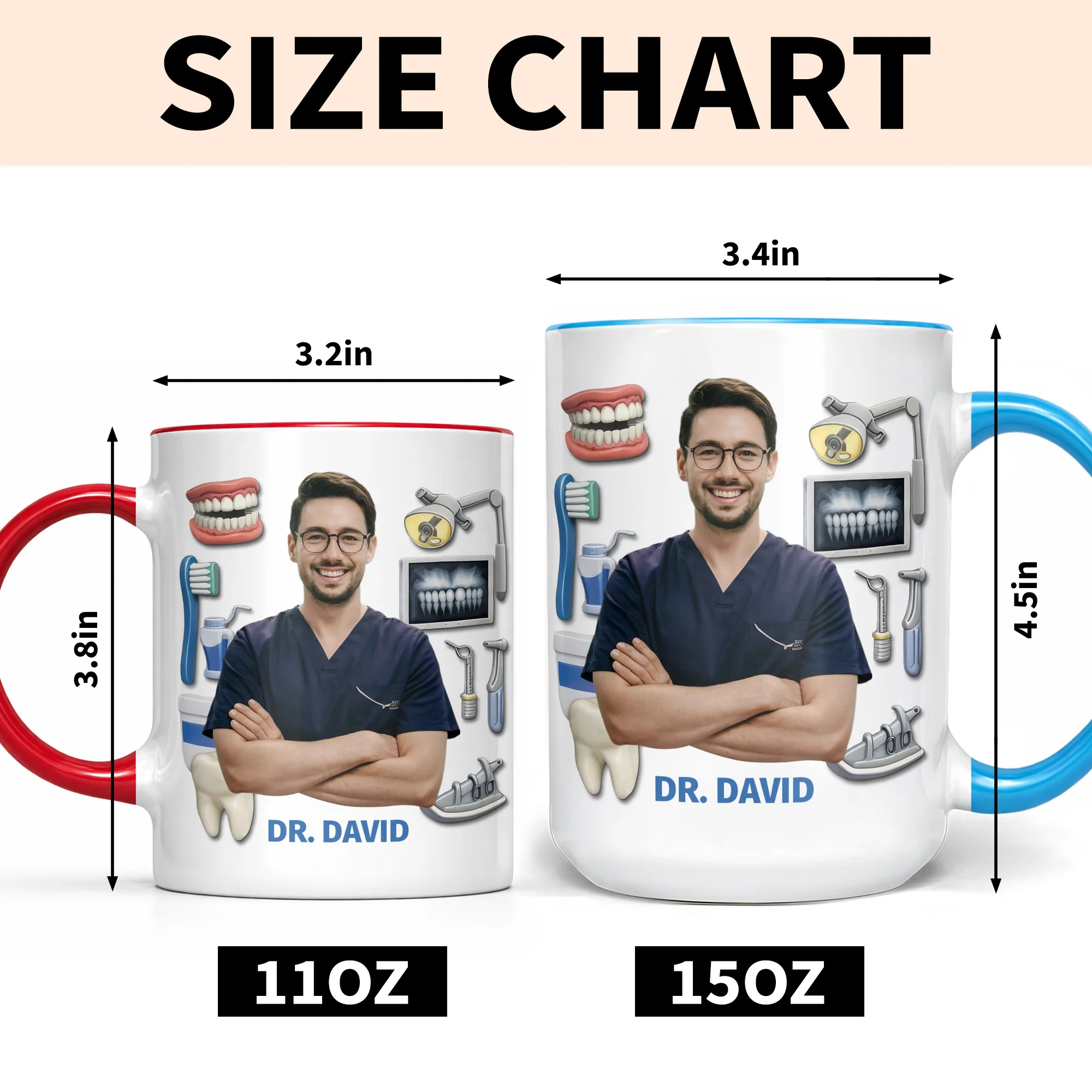 Best Dentist Dedicated To Smiles With Teeth And Dental Tools Icons - Personalized Custom Accent Mug - DOC096_AMUG - Image 7