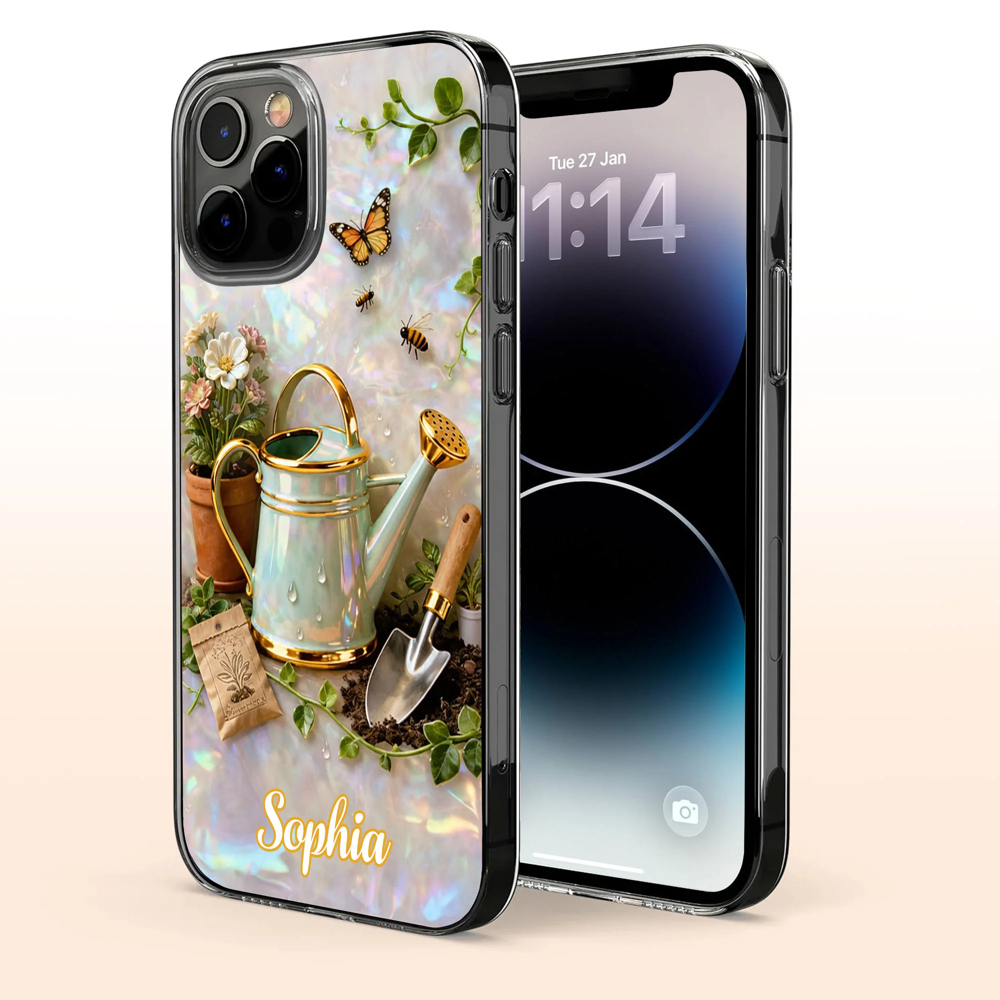 Bloom Where You Are Planted Gardening Watering Can And Flowers - Personalized Clear Phone Case - GAR038_PHC - Image 3