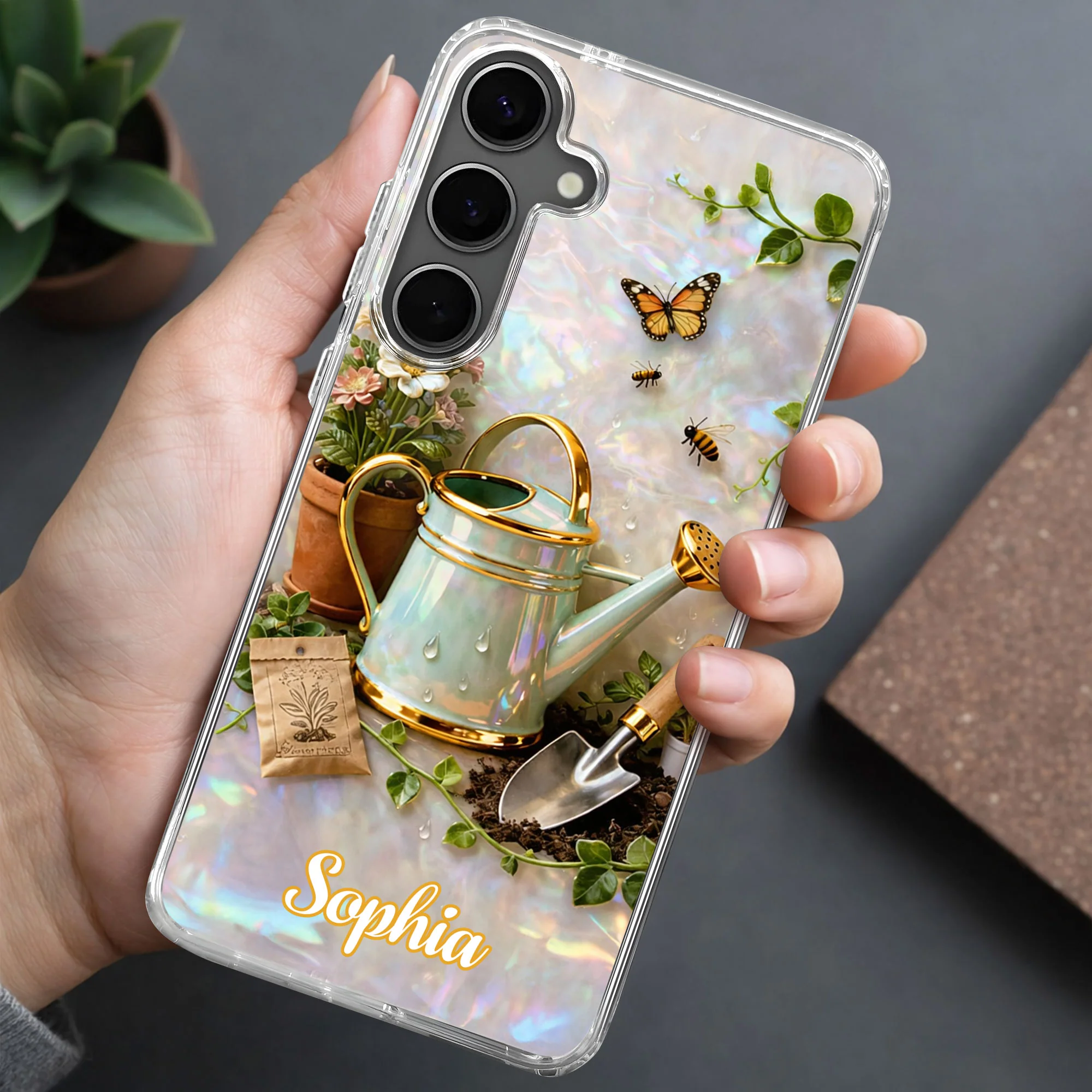 Bloom Where You Are Planted Gardening Watering Can And Flowers - Personalized Clear Phone Case - GAR038_PHC - Image 8