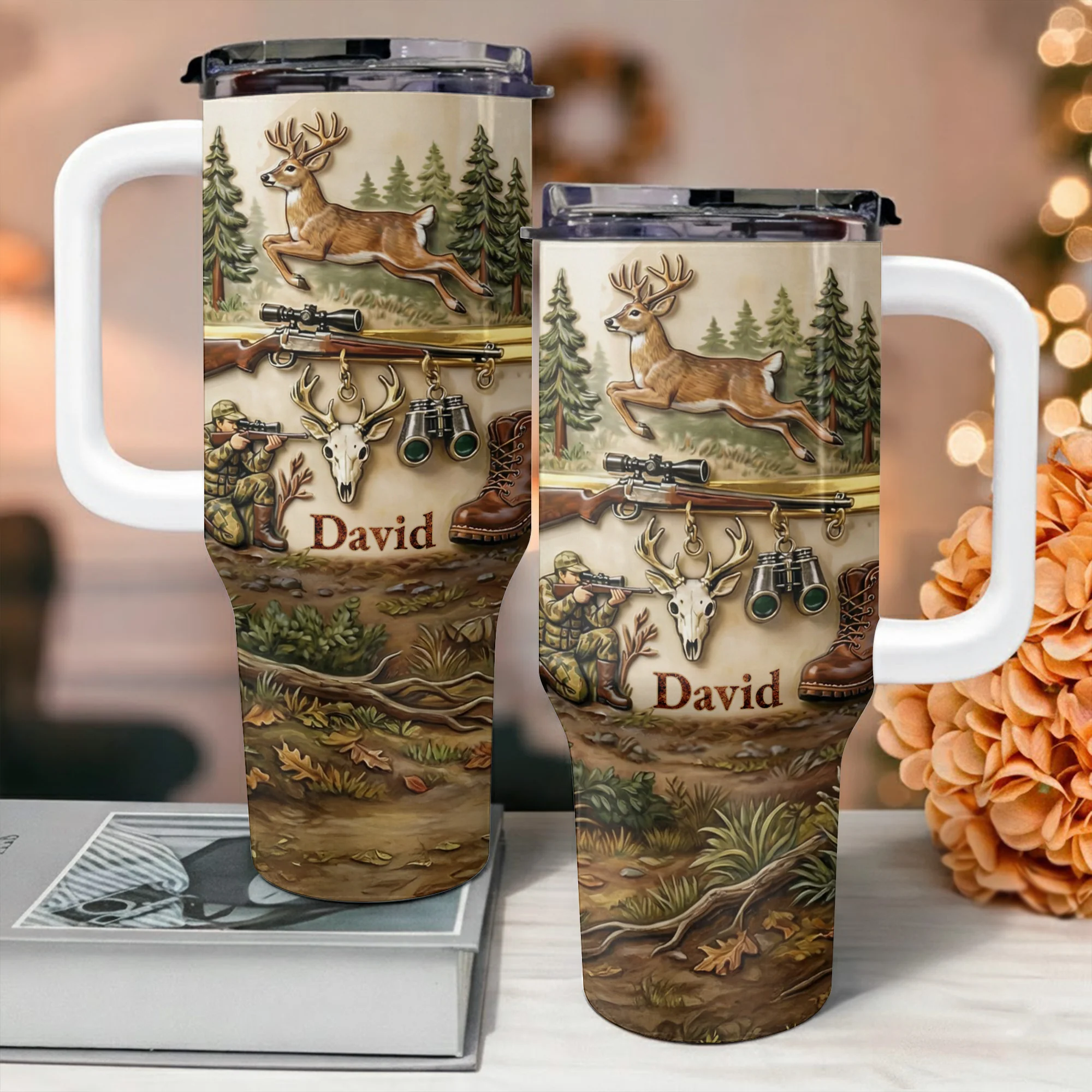 Born To Hunt Deer And Rifle Wilderness Scene - Personalized 40oz Tumbler With Straw - HTG006_TBS - Image 14